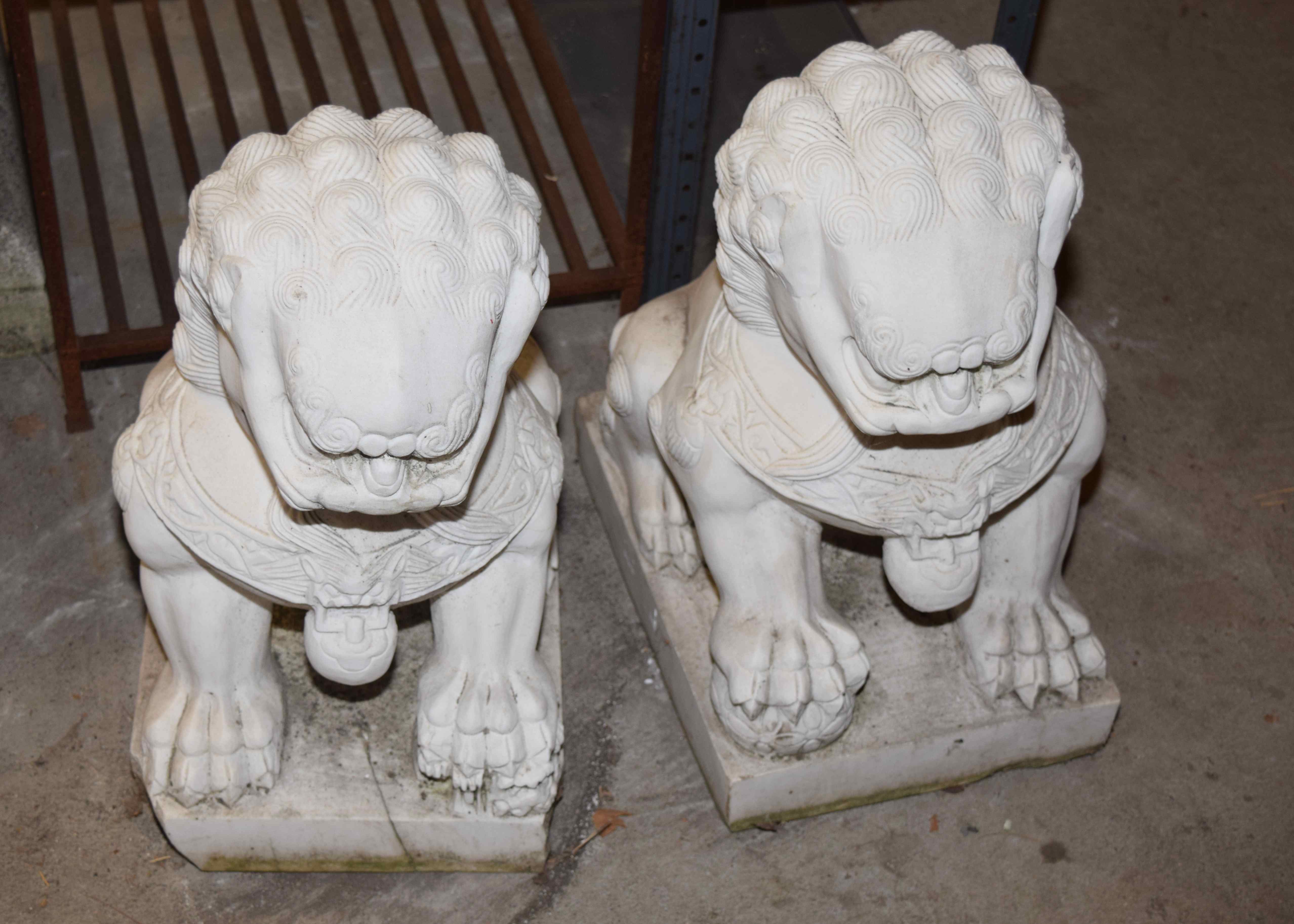 Pair of Marble Foo Lions