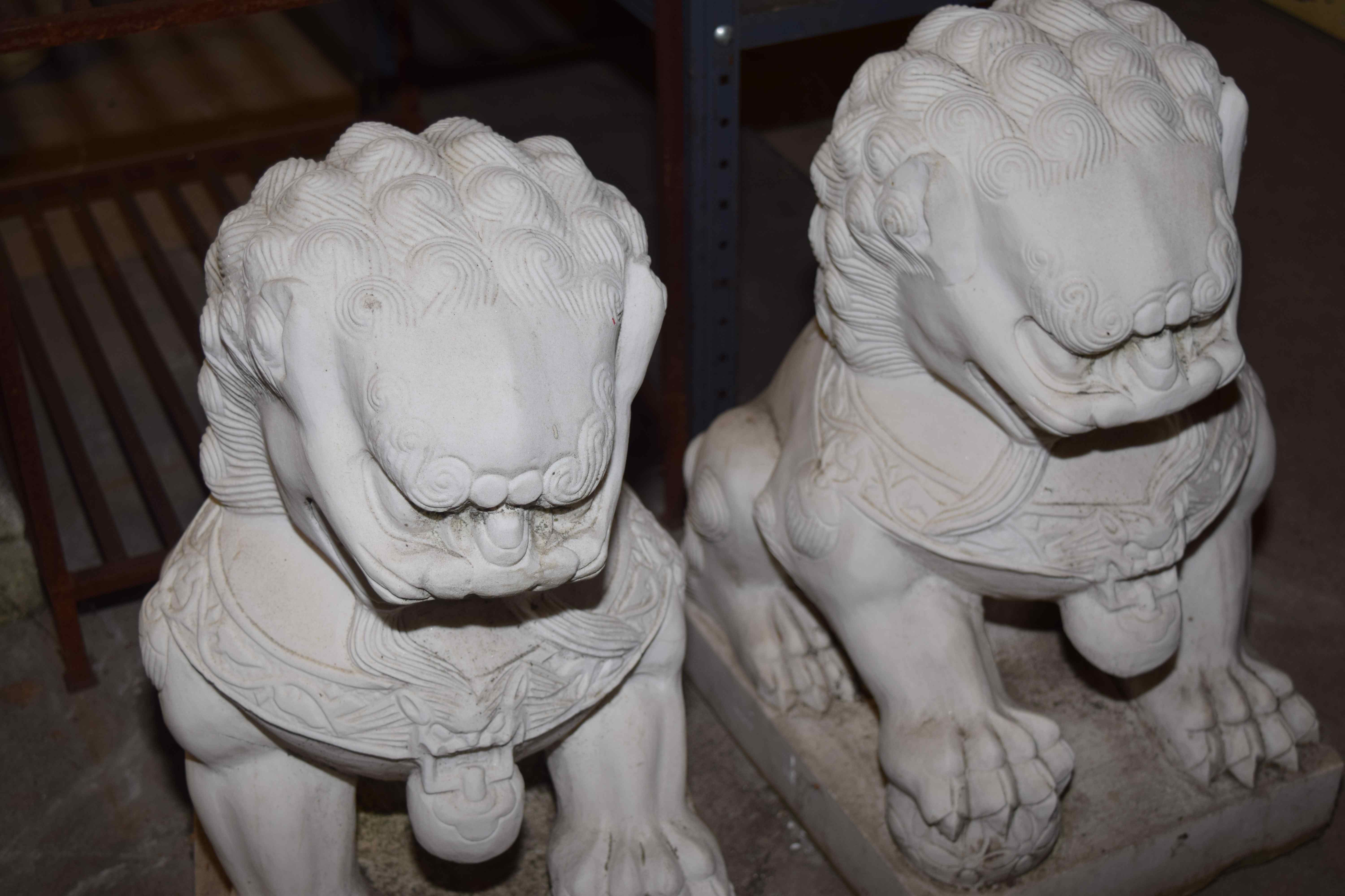 Pair of Marble Foo Lions
