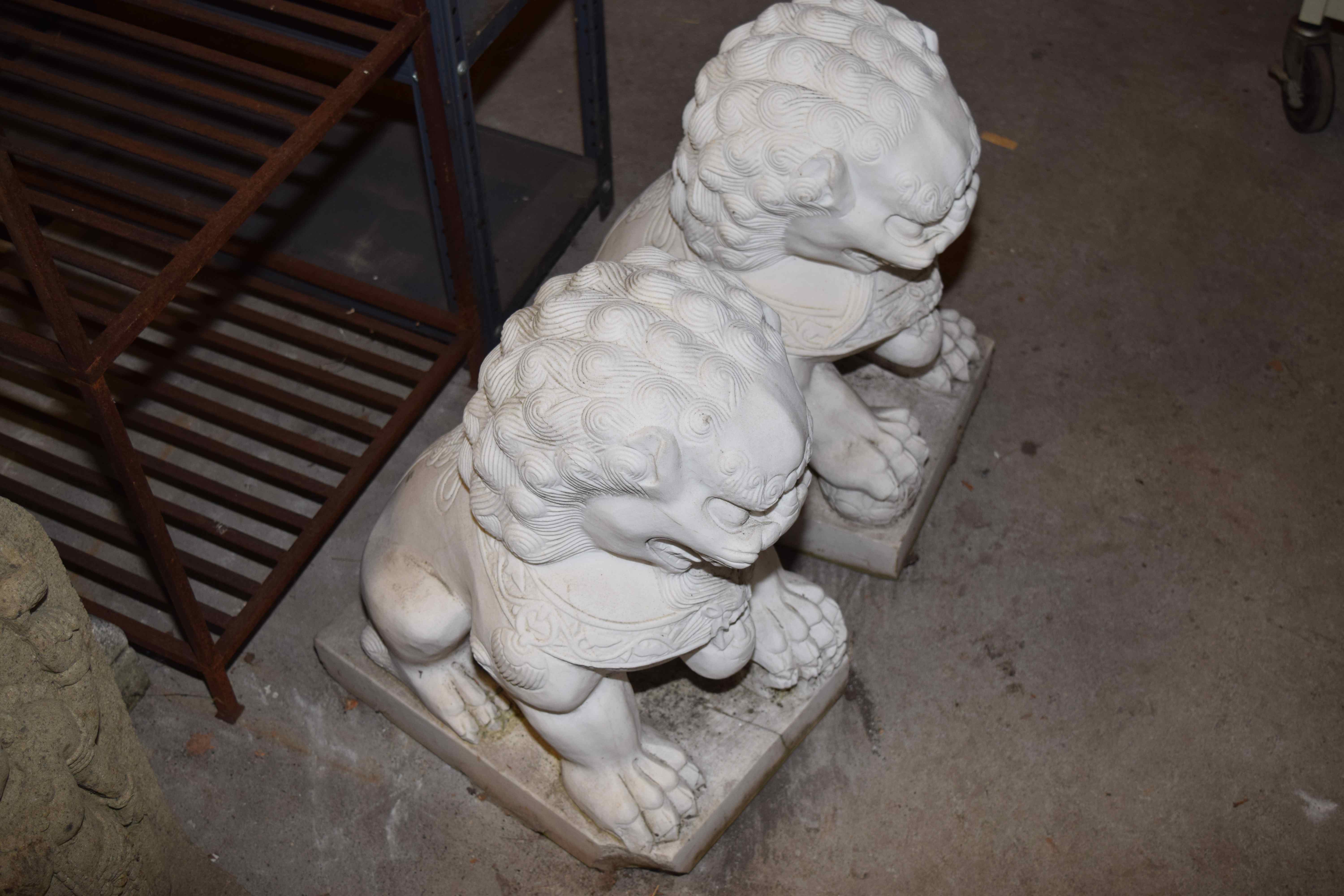 Pair of Marble Foo Lions