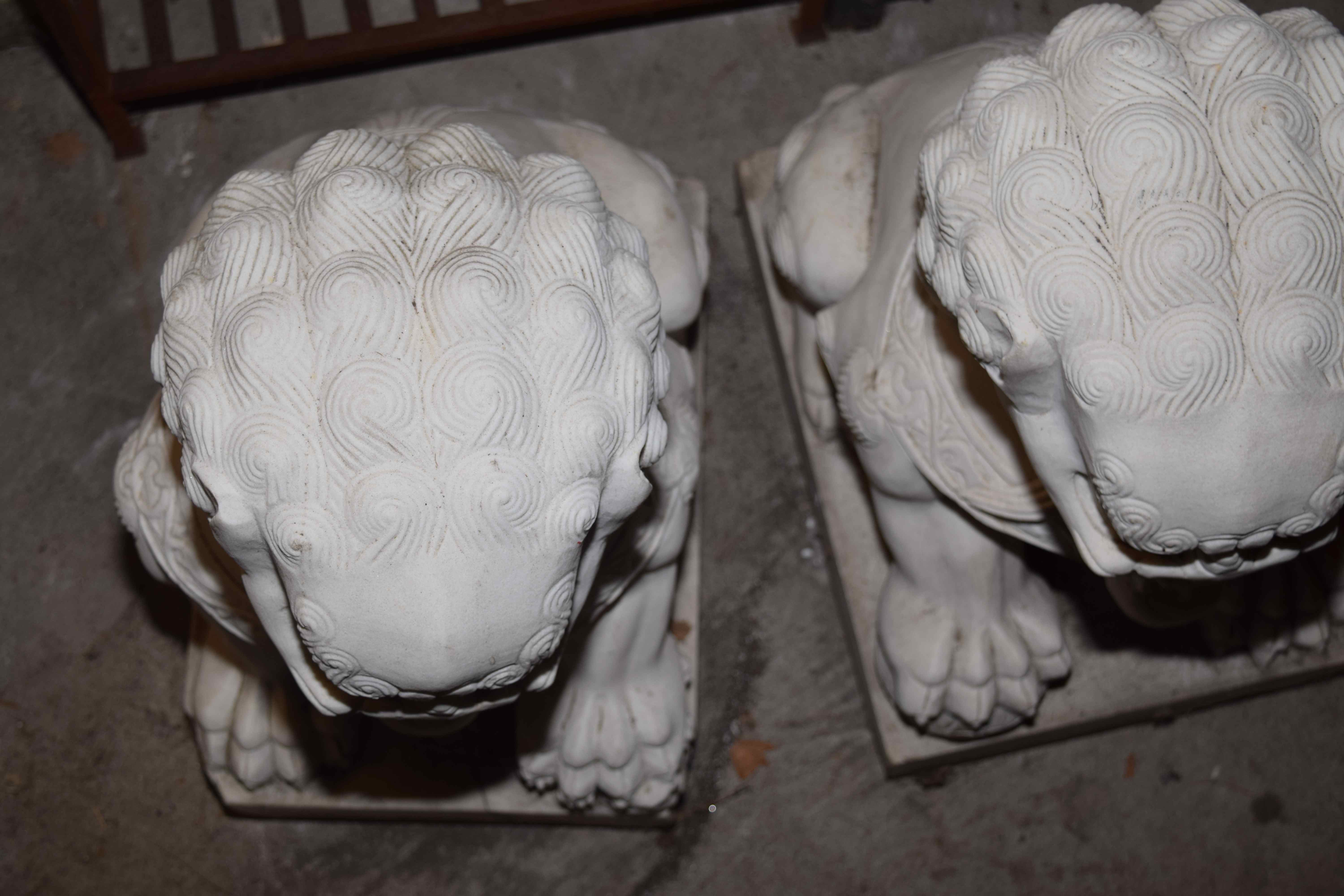 Pair of Marble Foo Lions