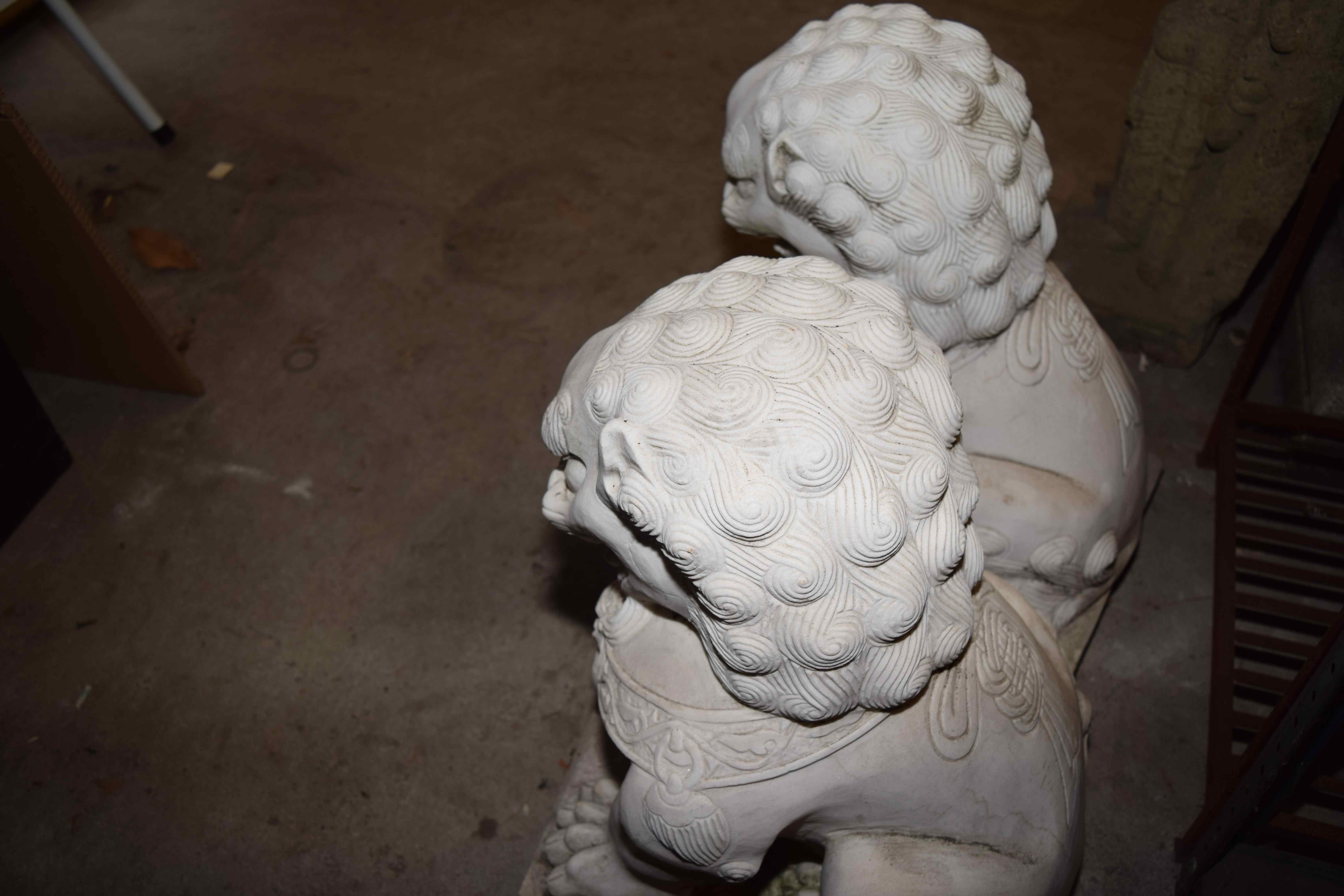Pair of Marble Foo Lions
