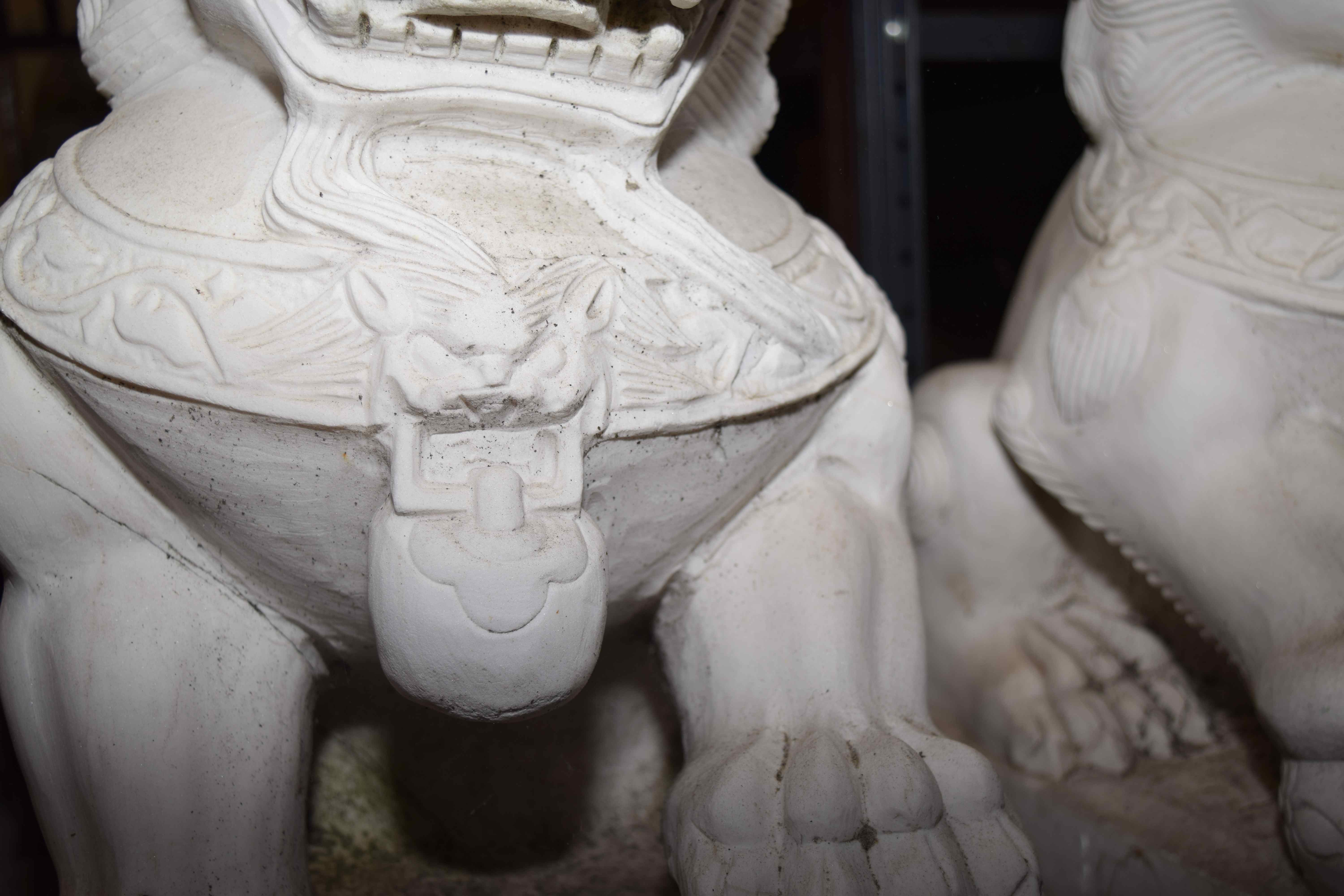 Pair of Marble Foo Lions