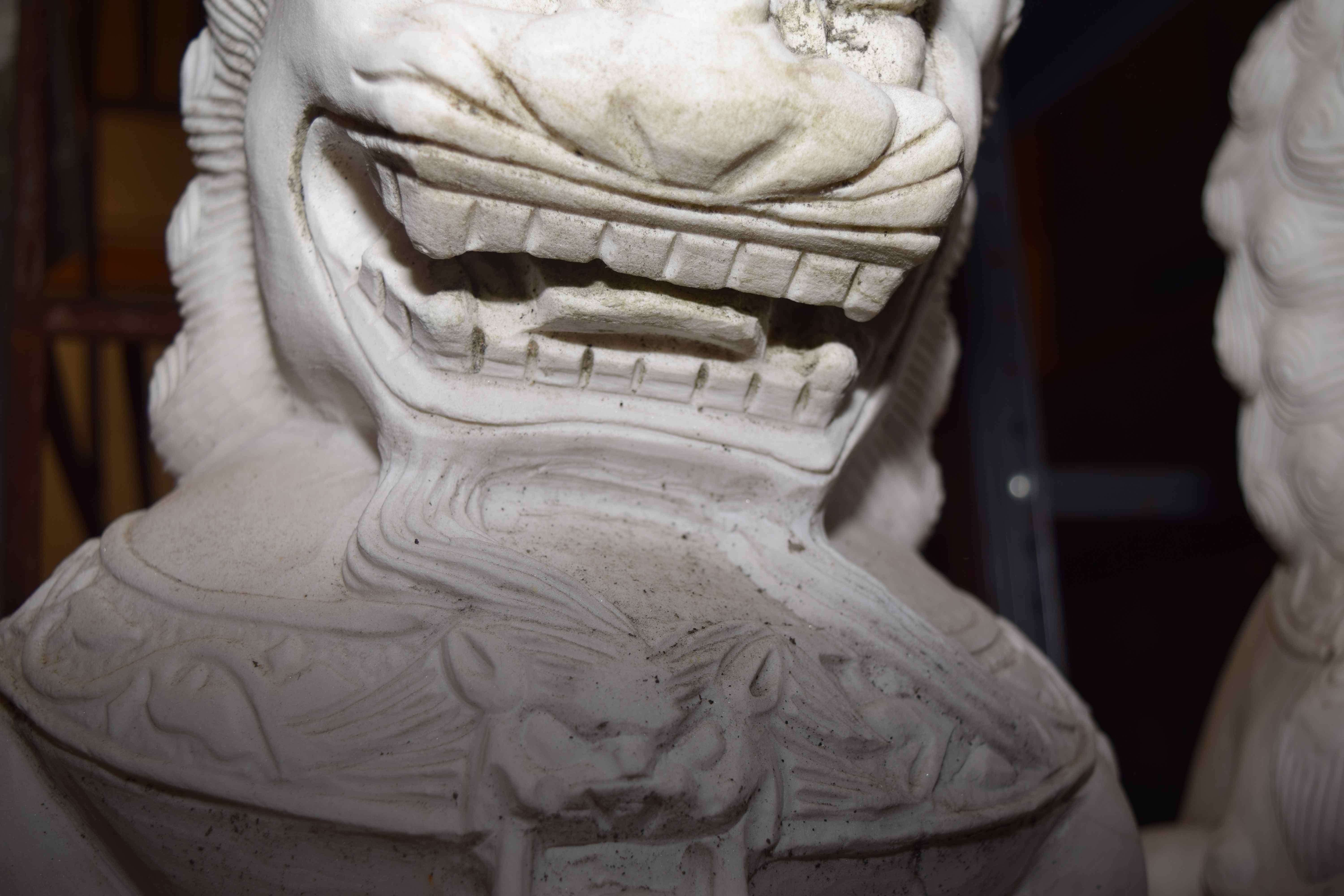Pair of Marble Foo Lions
