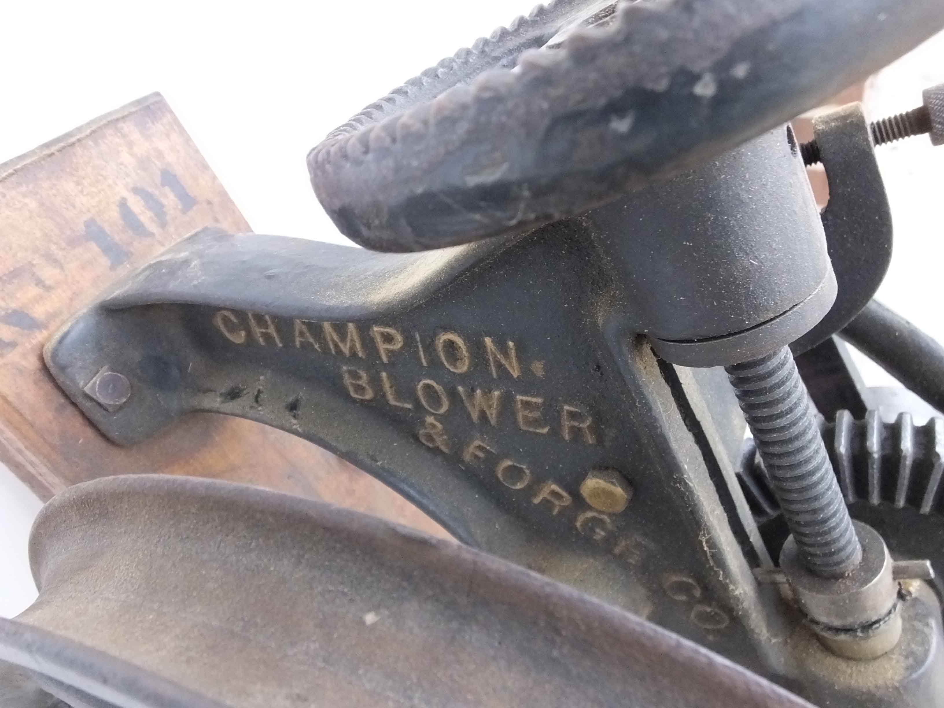 Antique Champion Blower and Forge Drill Press