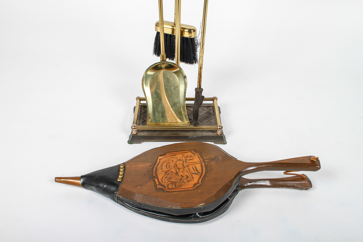 Vintage Lynchburg Hardware Bellows and Brass Toned Hearth Set