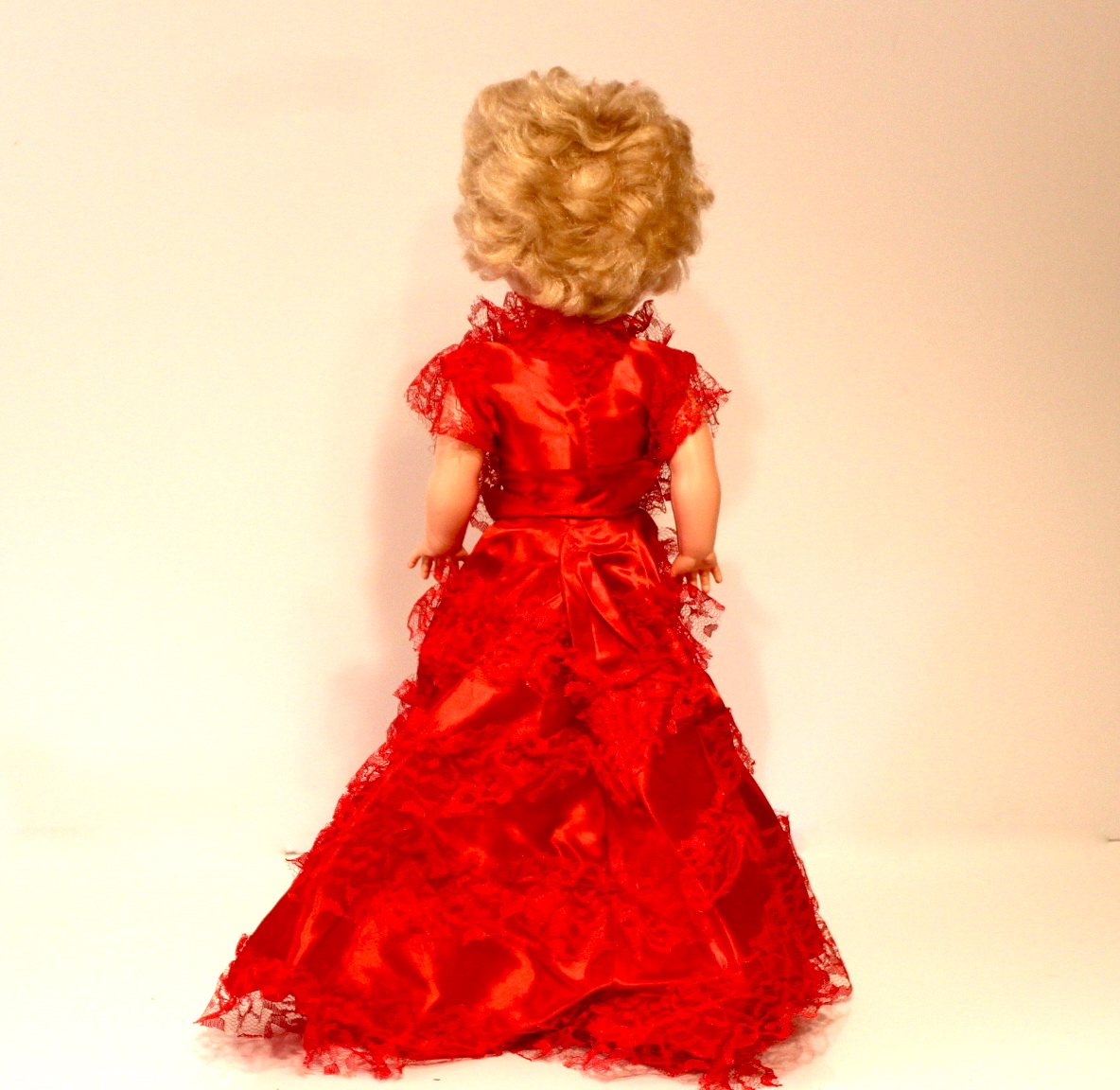 Vintage Ladies Boudoir Glamour Doll in Red Satin and Lace