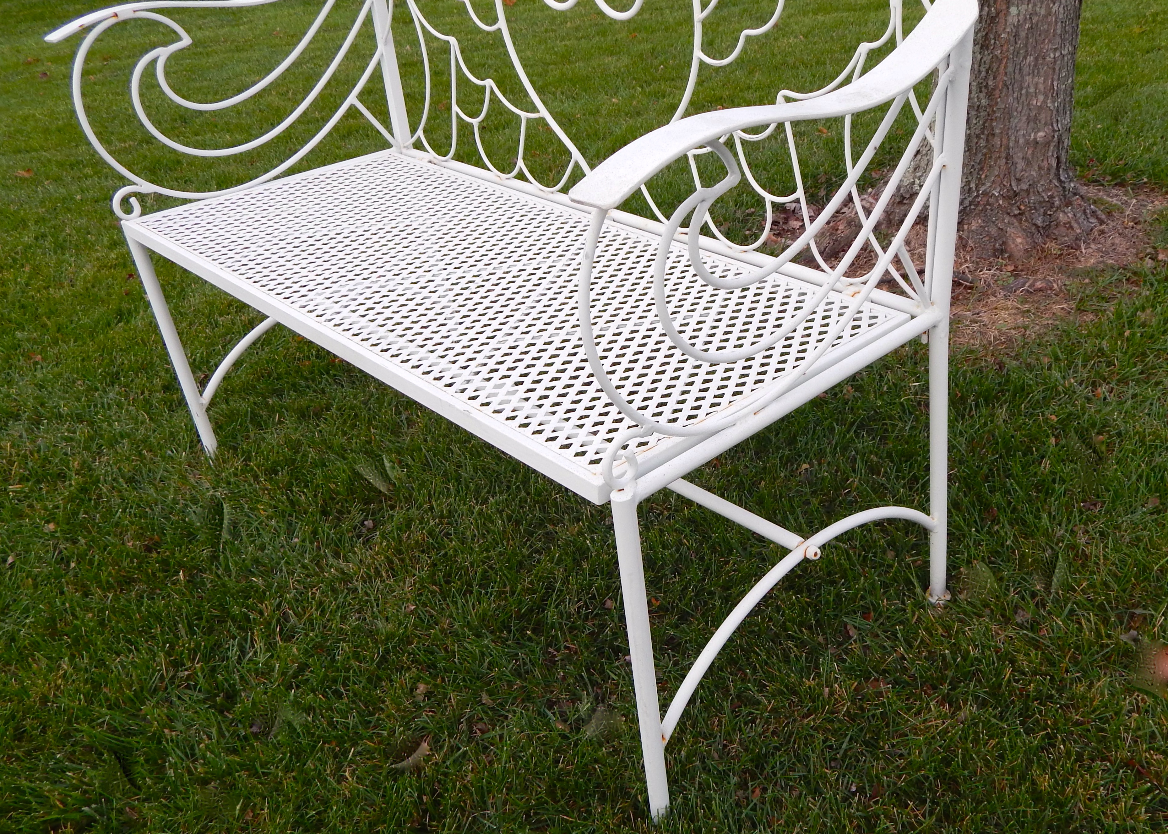 White Metal Garden Bench