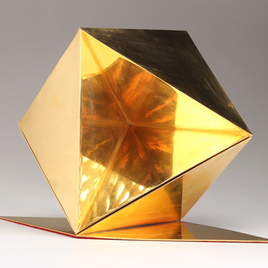 Abstract Geometric Brass Sculpture