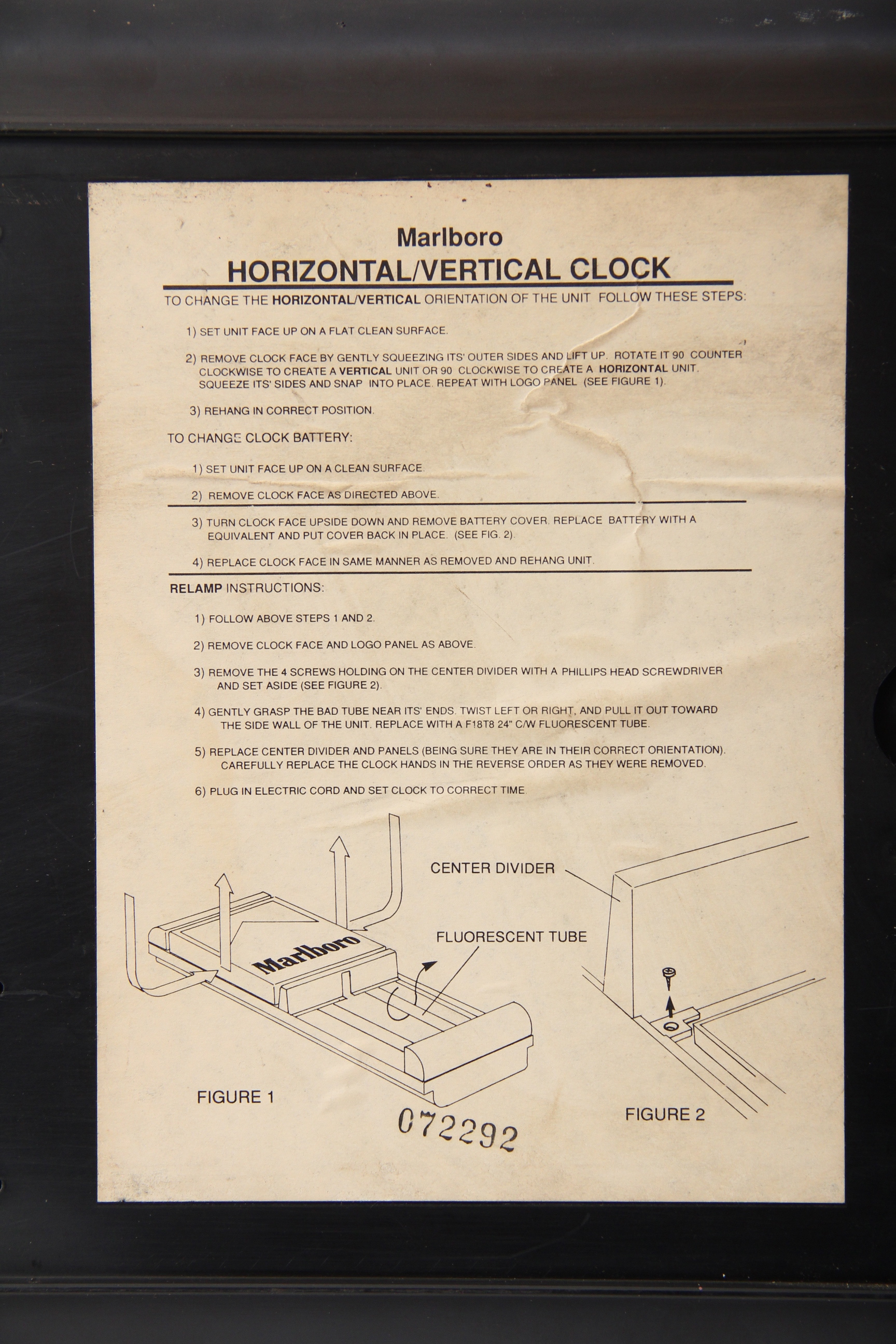 Marlboro Light Up Horizontal/Vertical Clock