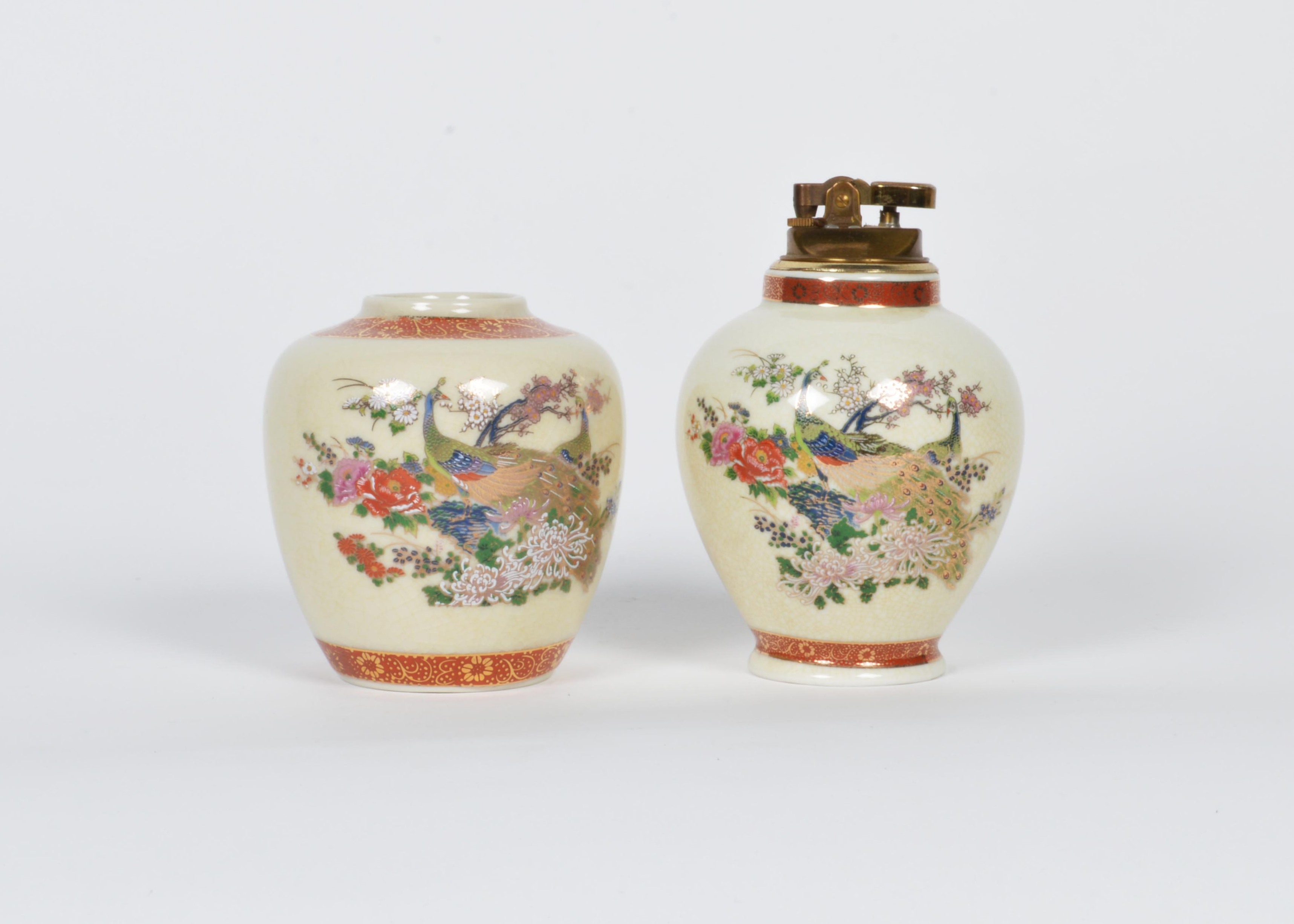 Vintage Satsuma Lighter and Small Vase