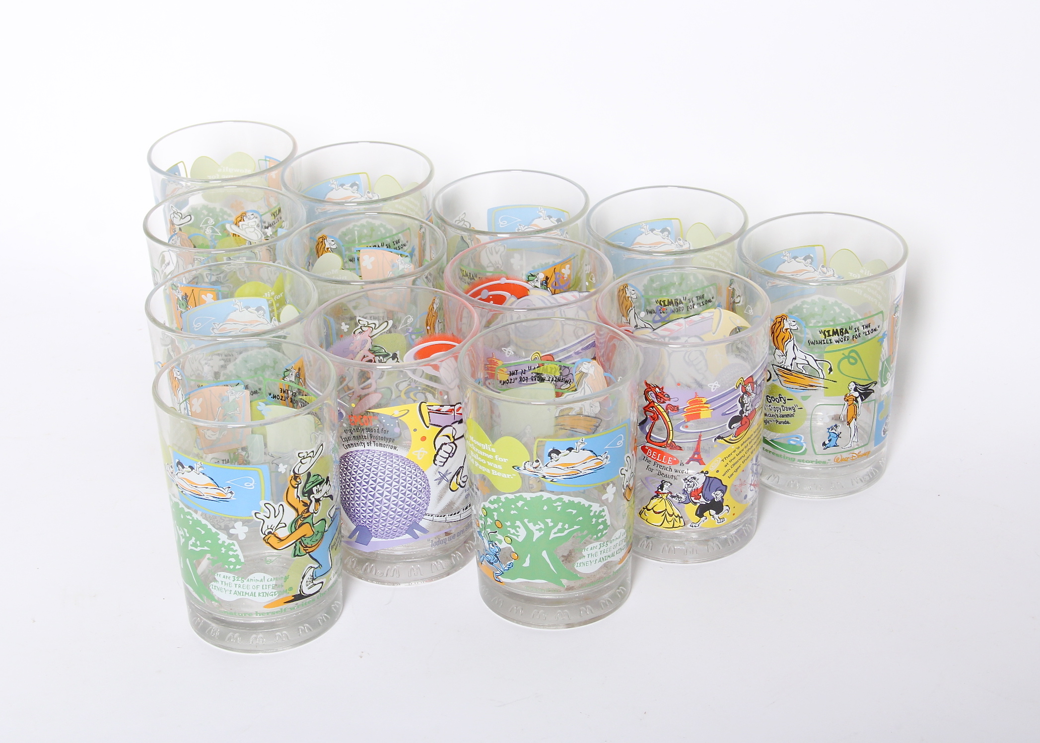 Thirteen Disney Drinking Glasses