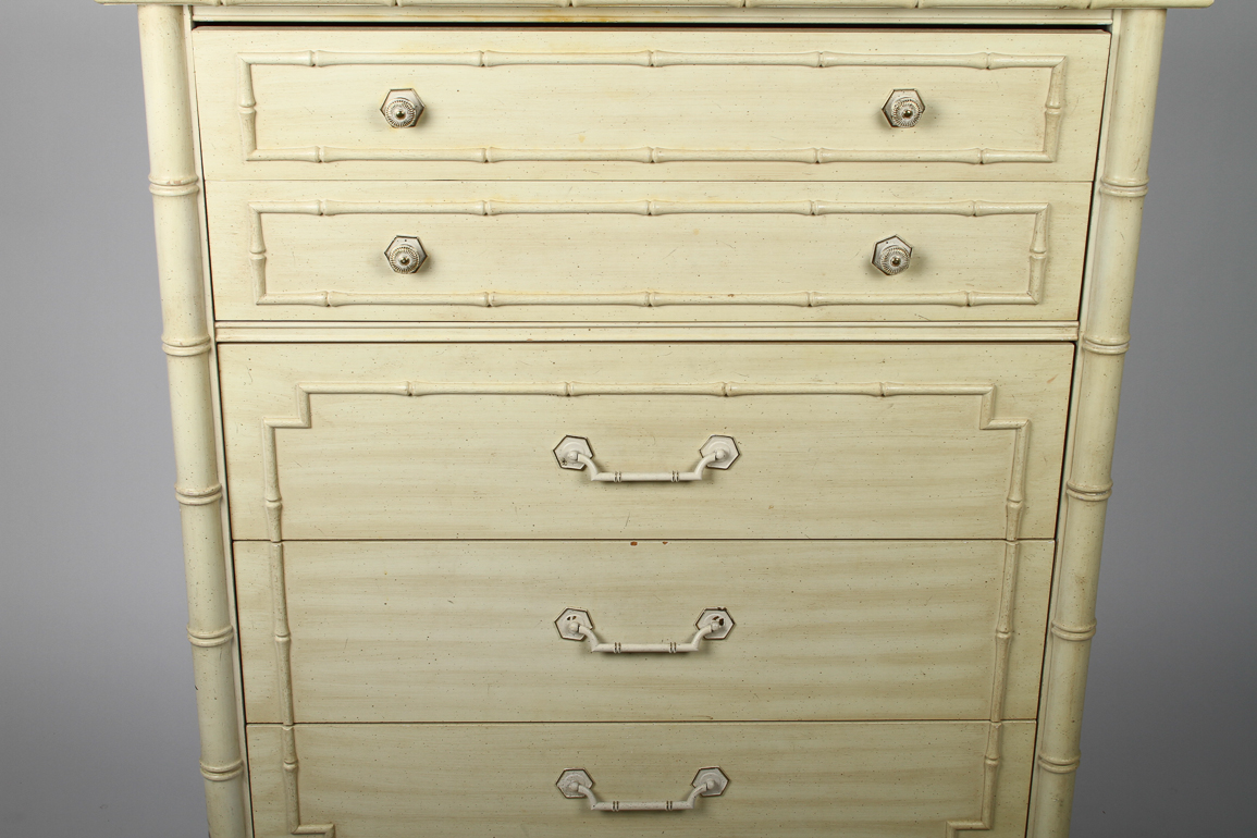 Vintage Thomasville Five Drawer Allegro Faux Bamboo Dresser