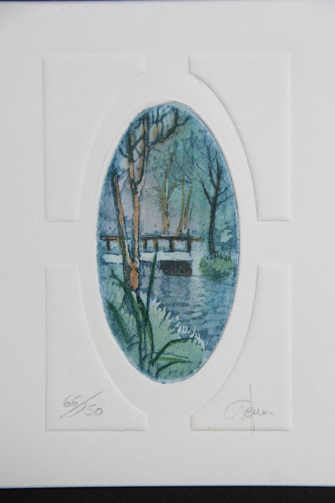 Trio of Numbered Watercolored Etchings by Giorgio Ferrari