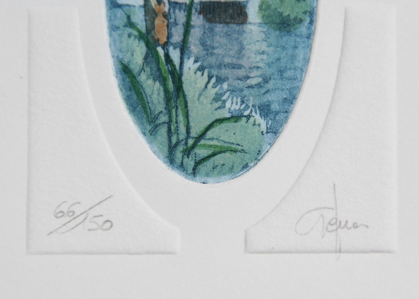 Trio of Numbered Watercolored Etchings by Giorgio Ferrari