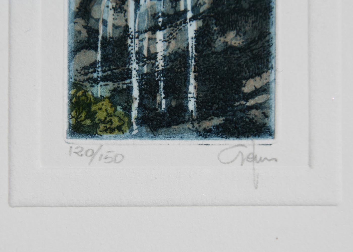 Trio of Numbered Watercolored Etchings by Giorgio Ferrari