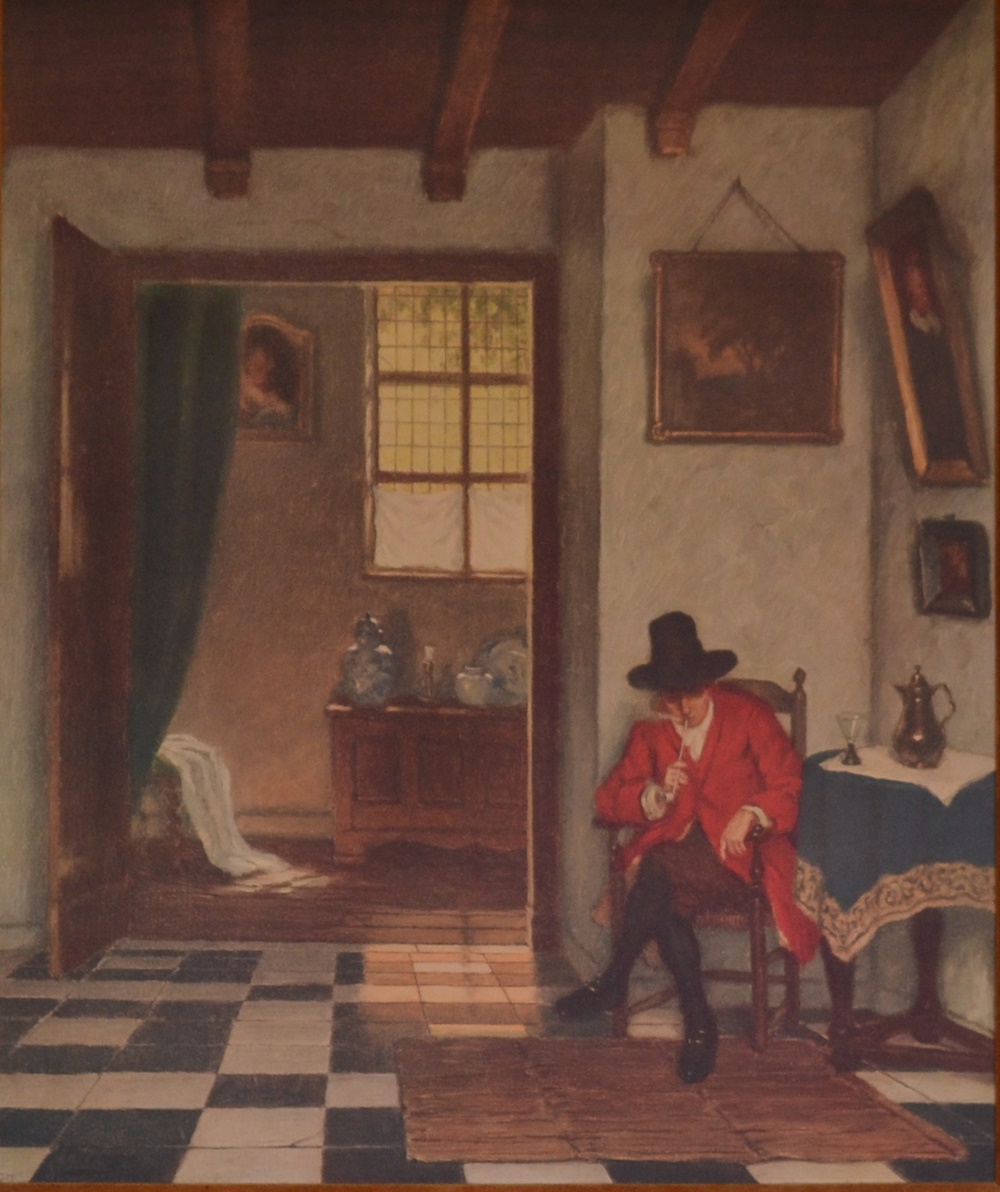 Vintage Lithograph  "The Smoker"  After Hugo Krings