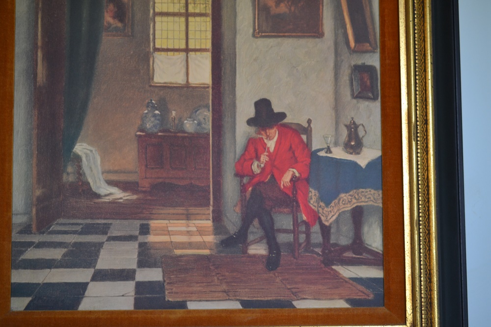 Vintage Lithograph  "The Smoker"  After Hugo Krings