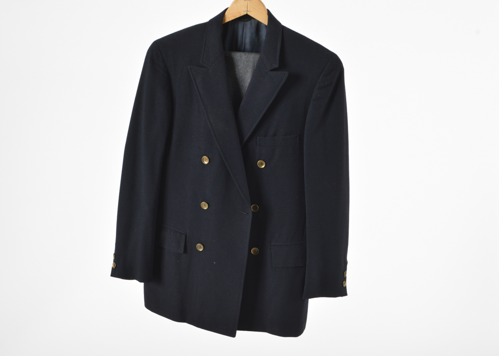 Men's Vintage Double Breasted Wool Blazer and Gray Wool Trousers