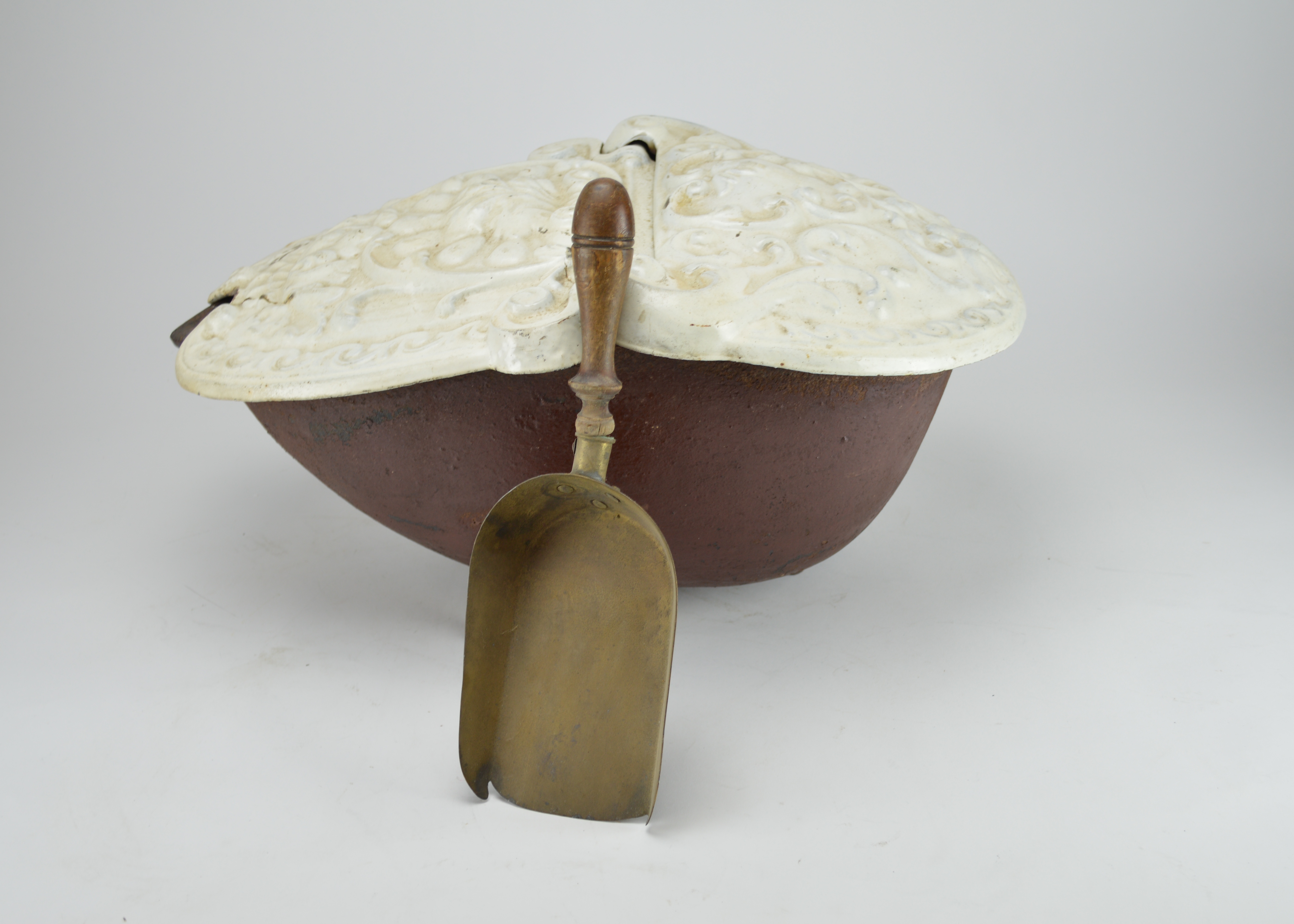 Decorative Cast Iron Coal Scuttle and Shovel
