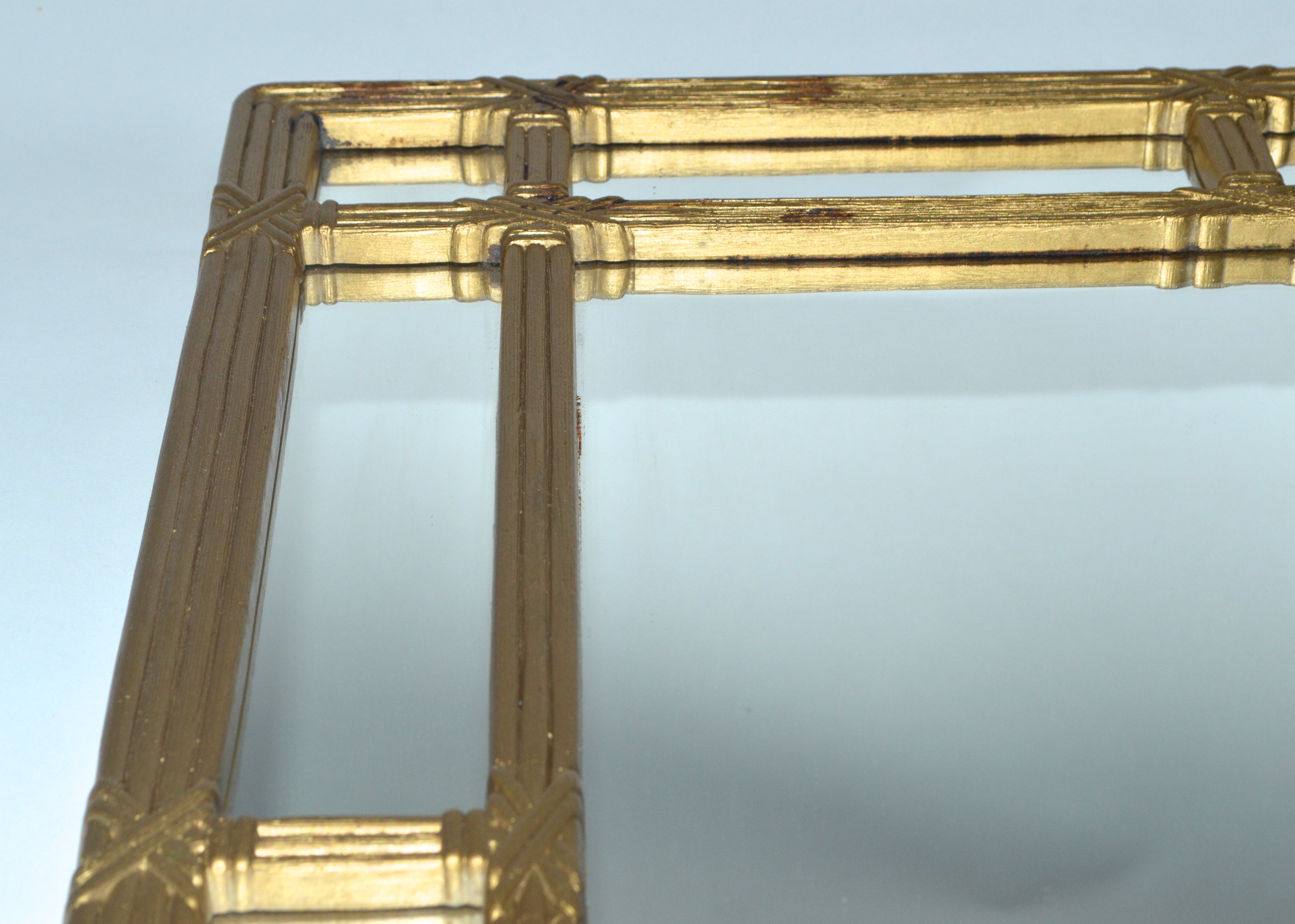 Pair of Mid Century Bamboo Style Gold Mirrors