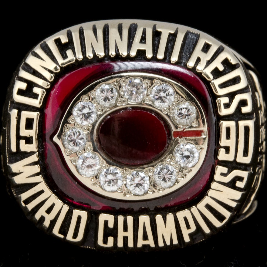 10K Yellow Gold Diamond 1990 Cincinnati Reds World Series Ring