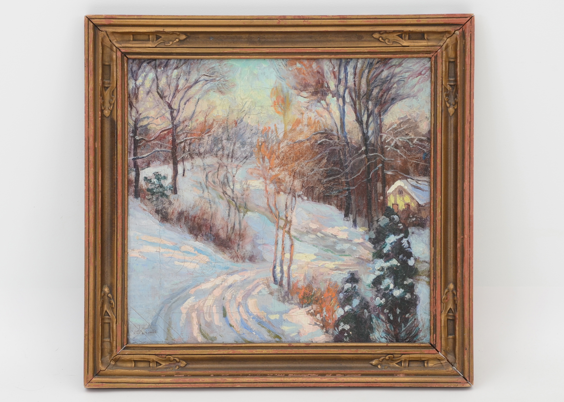 Oil on Canvas Winter Landscape