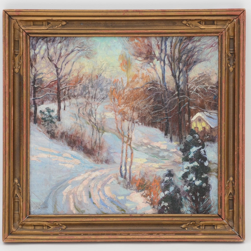 Oil on Canvas Winter Landscape