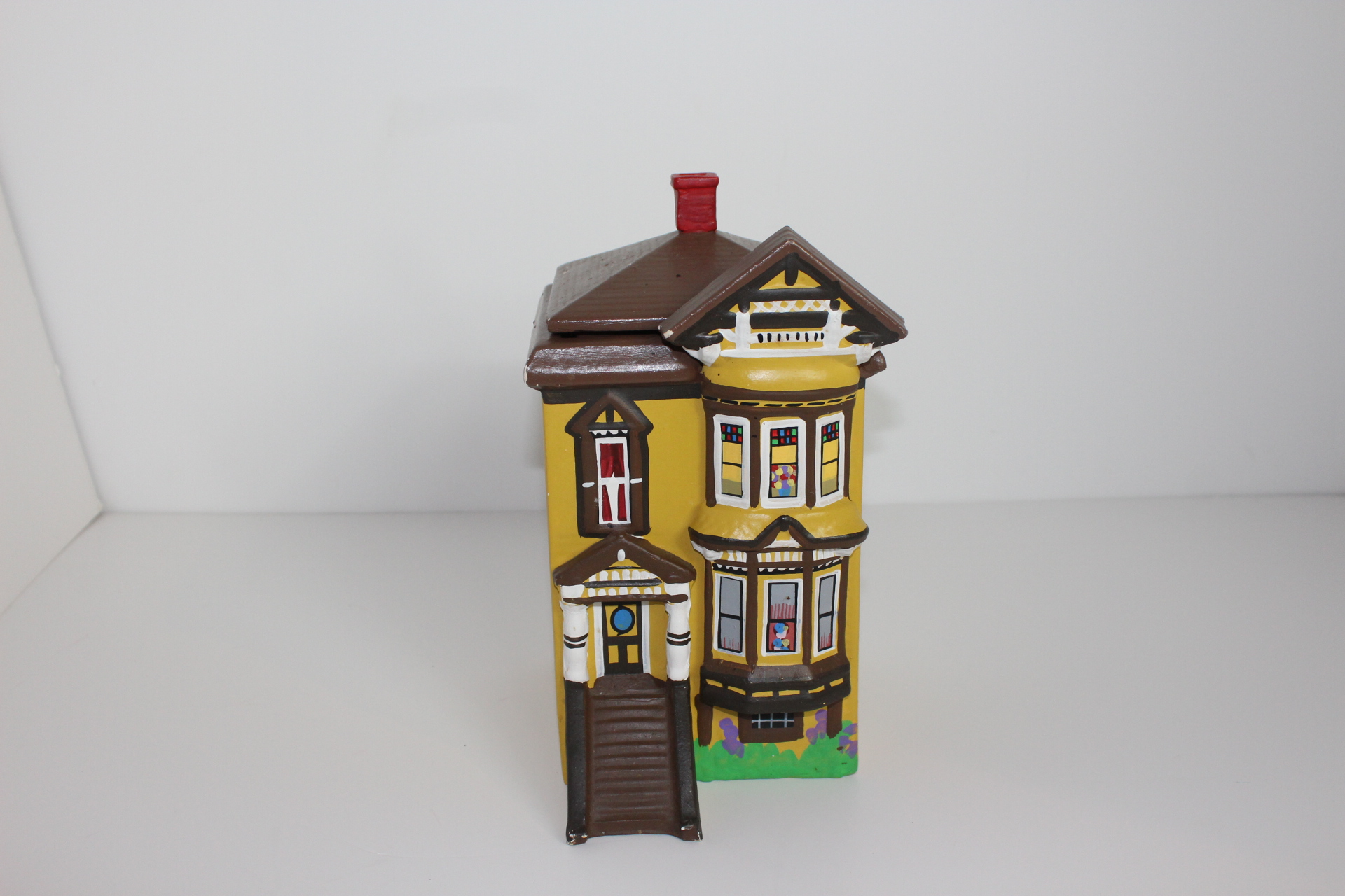 Vintage Yellow Hand-Painted  Cottage Cookie Jar