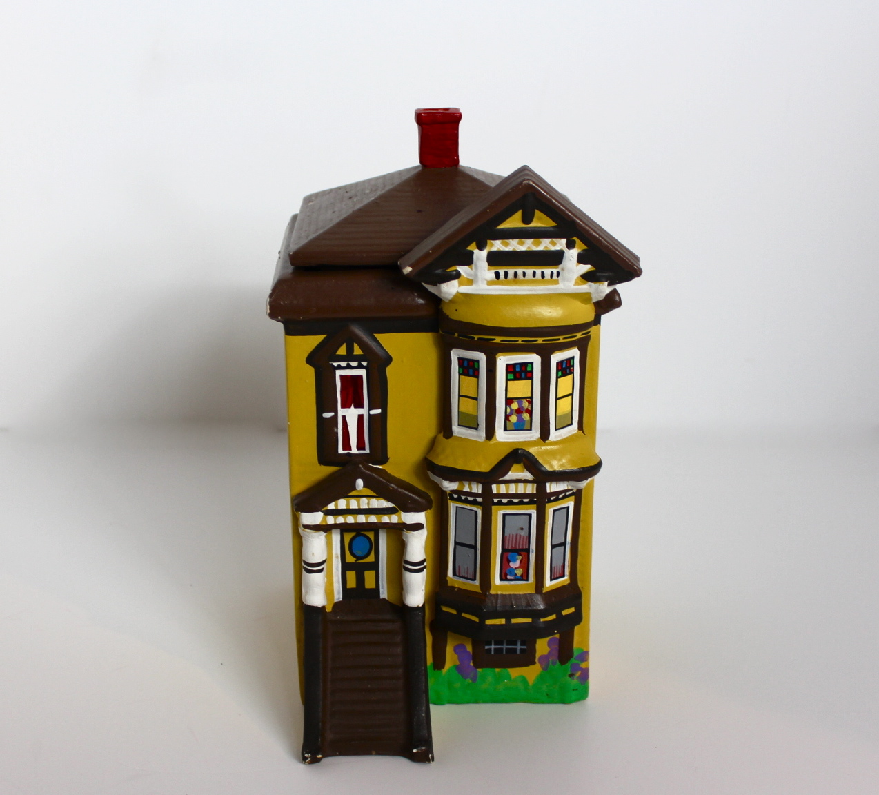 Vintage Yellow Hand-Painted  Cottage Cookie Jar