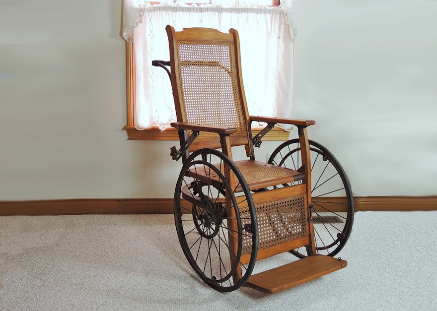 Antique Gendron Oak Wheel Chair