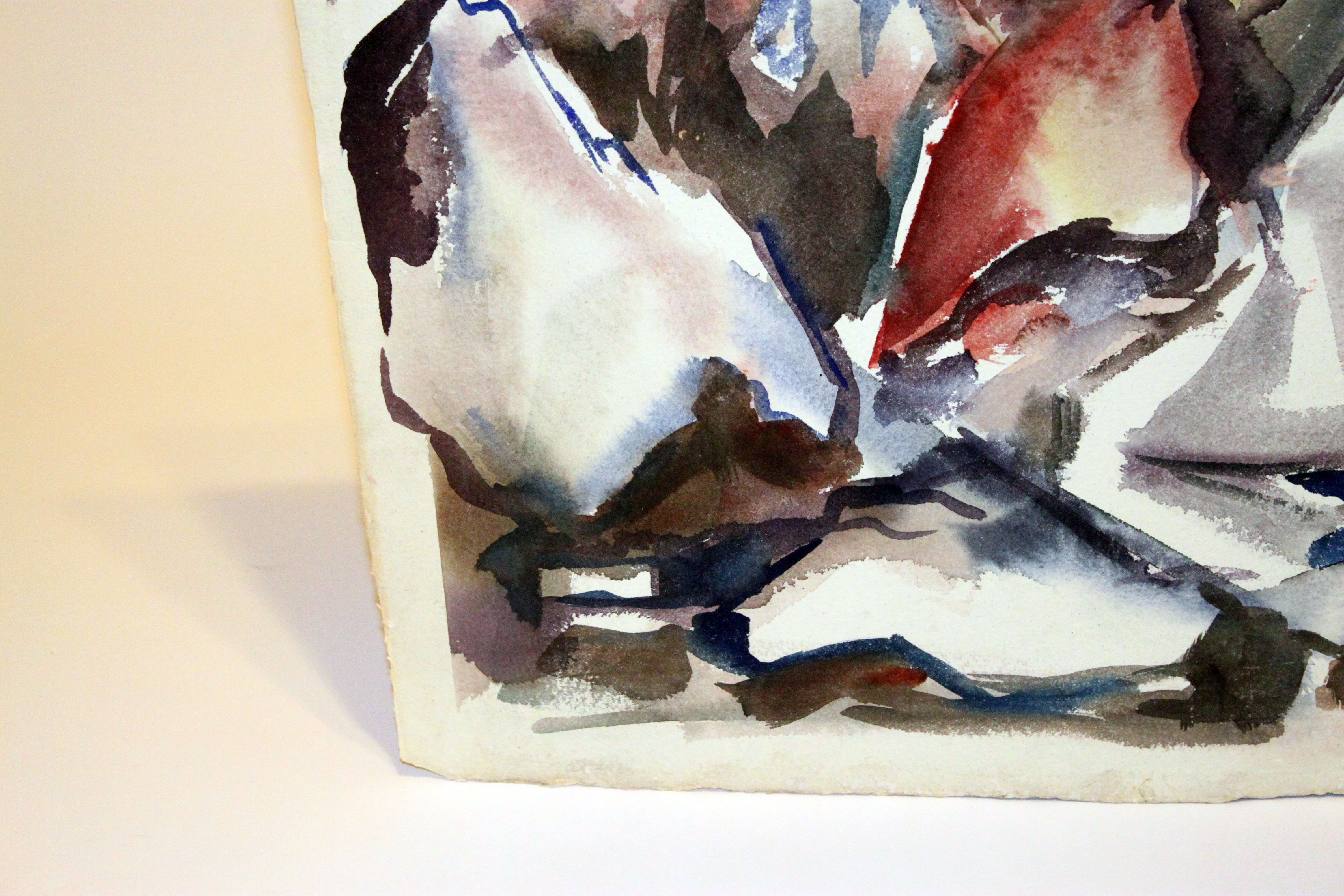 Large Gus Baker Watercolor in Masculine Colors