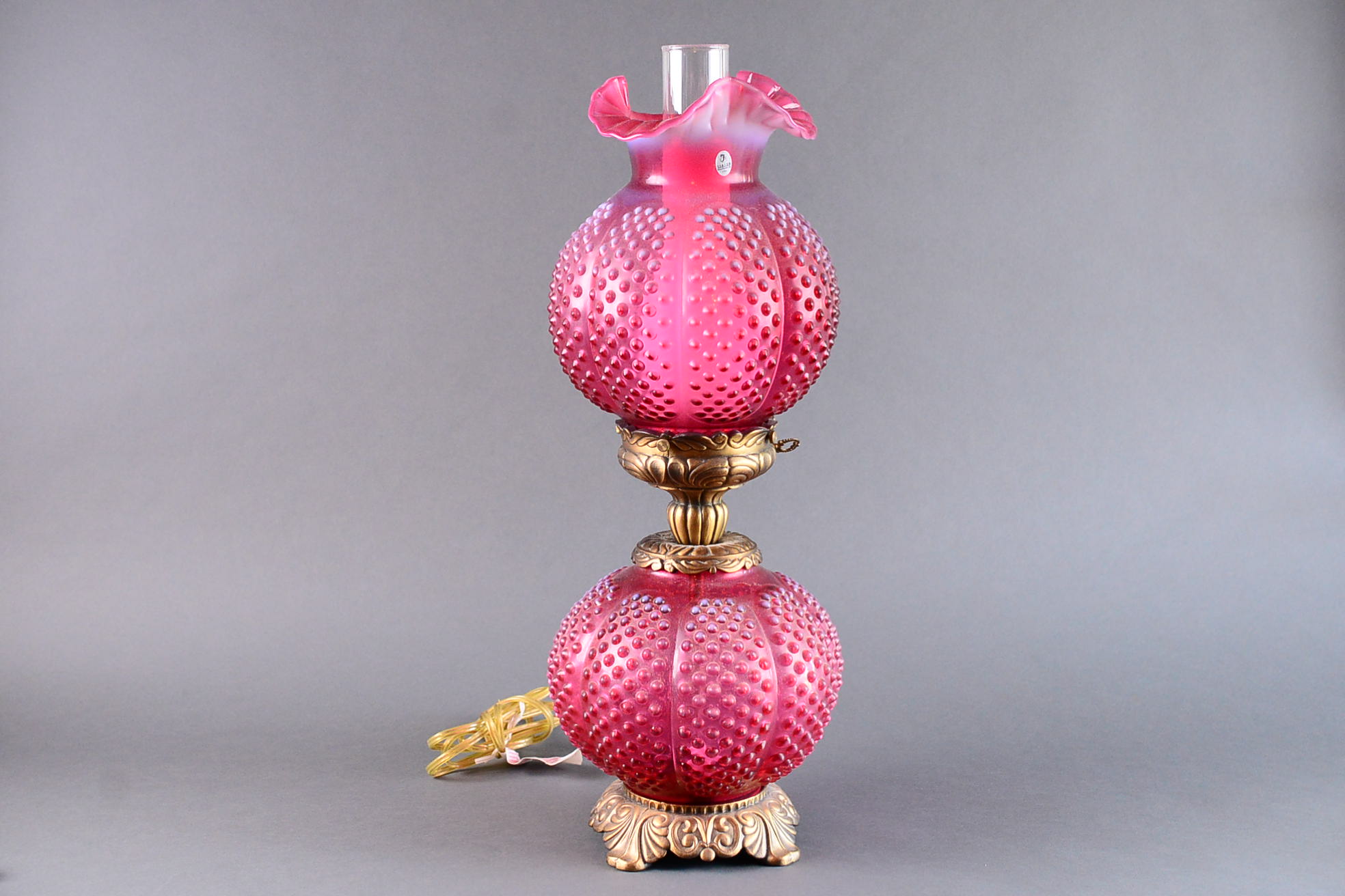 Fenton Cranberry Hobnail Lamp