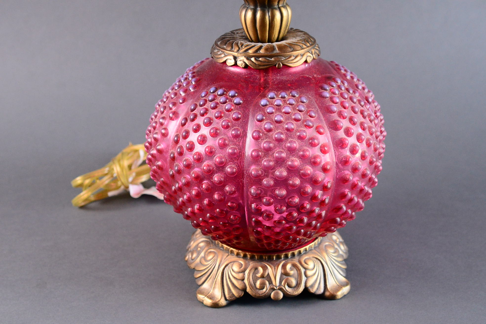 Fenton Cranberry Hobnail Lamp