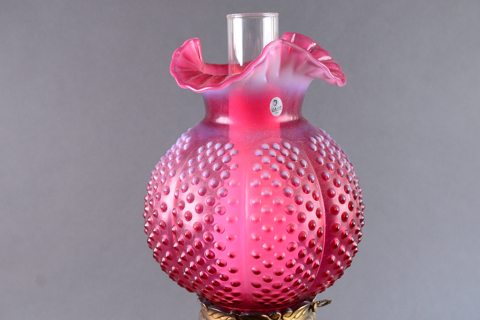 Fenton Cranberry Hobnail Lamp