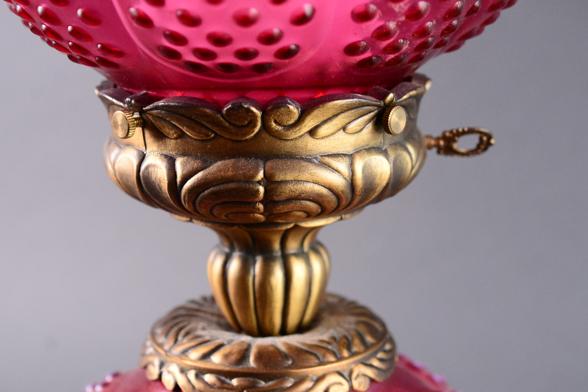 Fenton Cranberry Hobnail Lamp