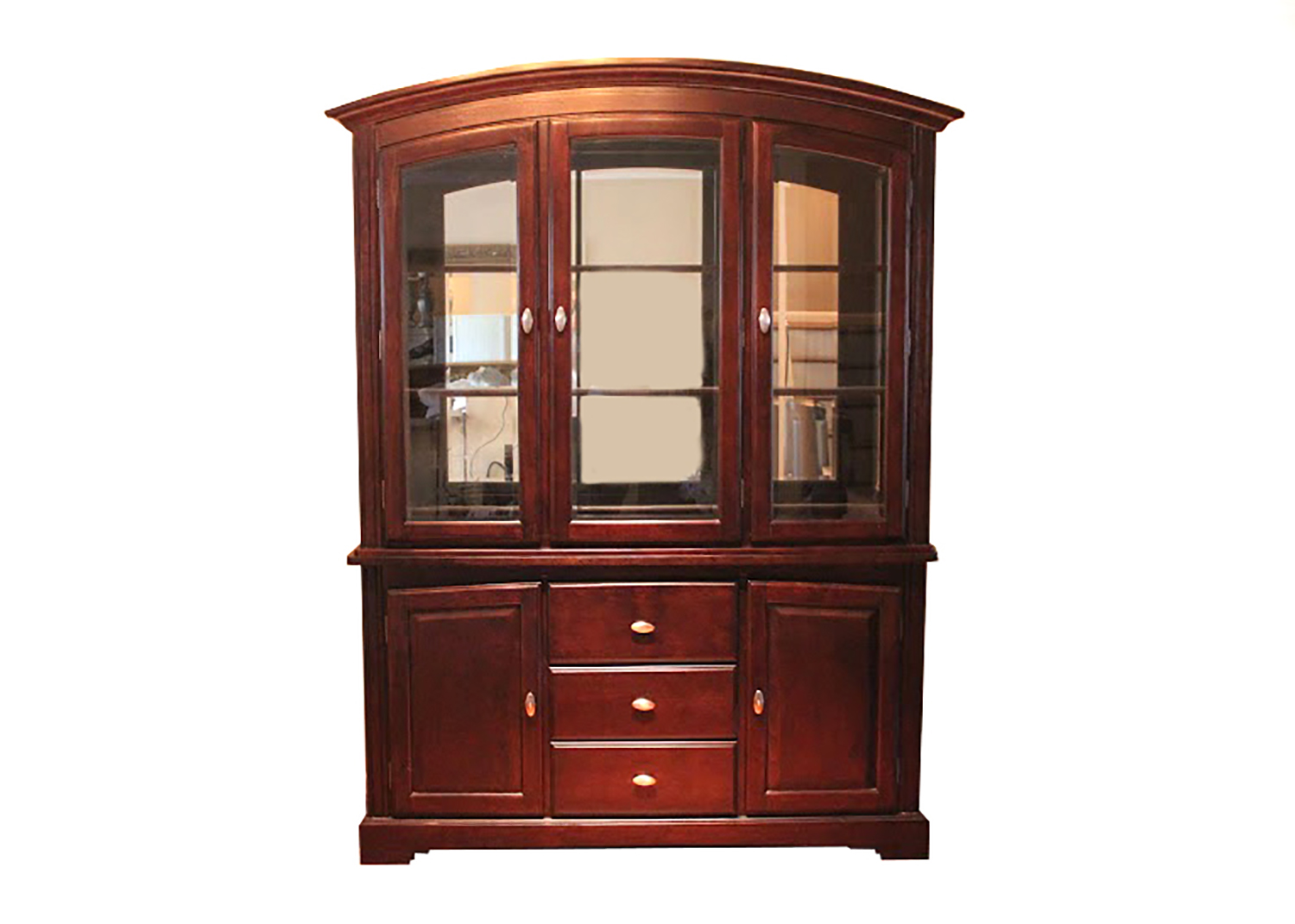Dark Wood China Cabinet with Mirrored Back