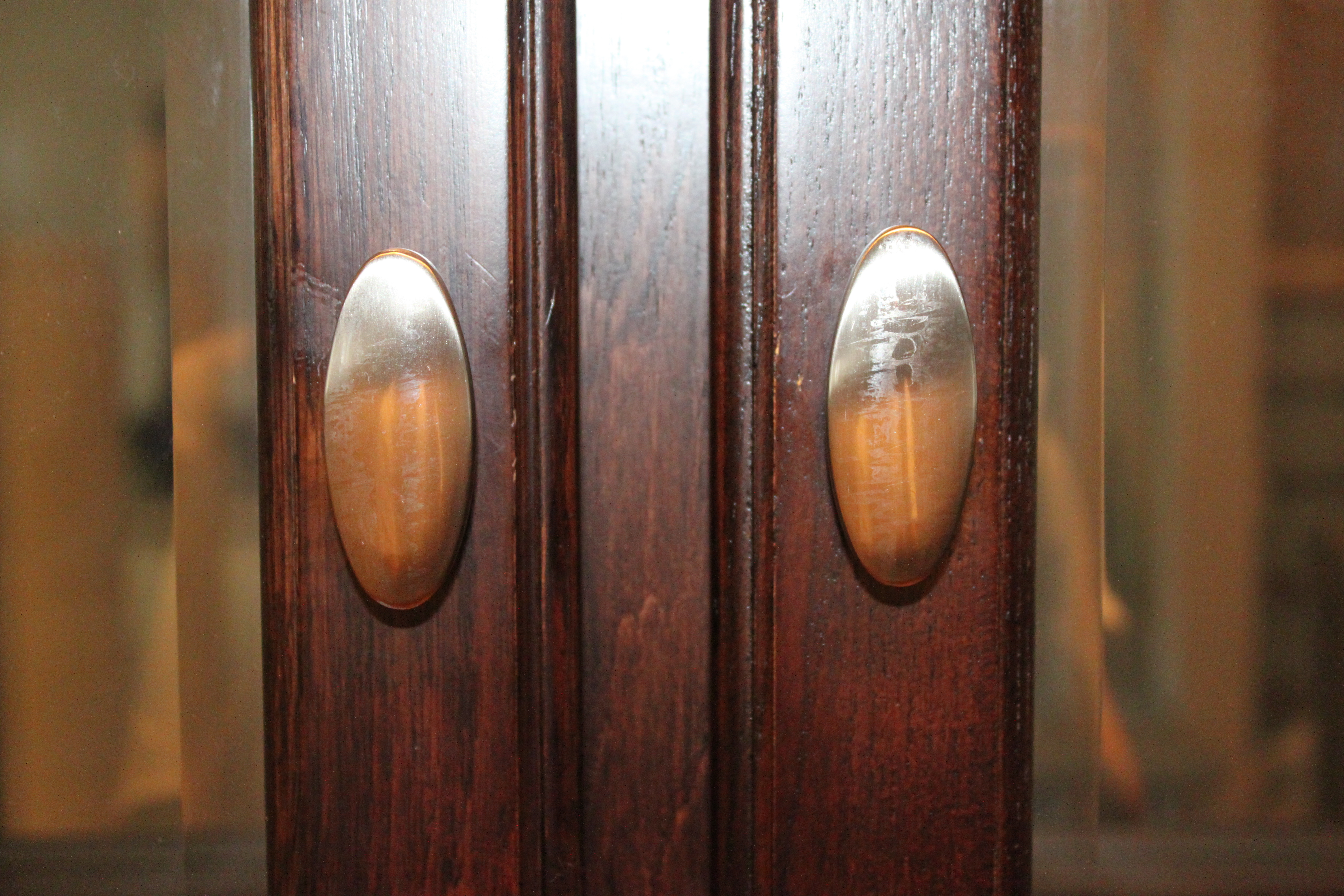 Dark Wood China Cabinet with Mirrored Back