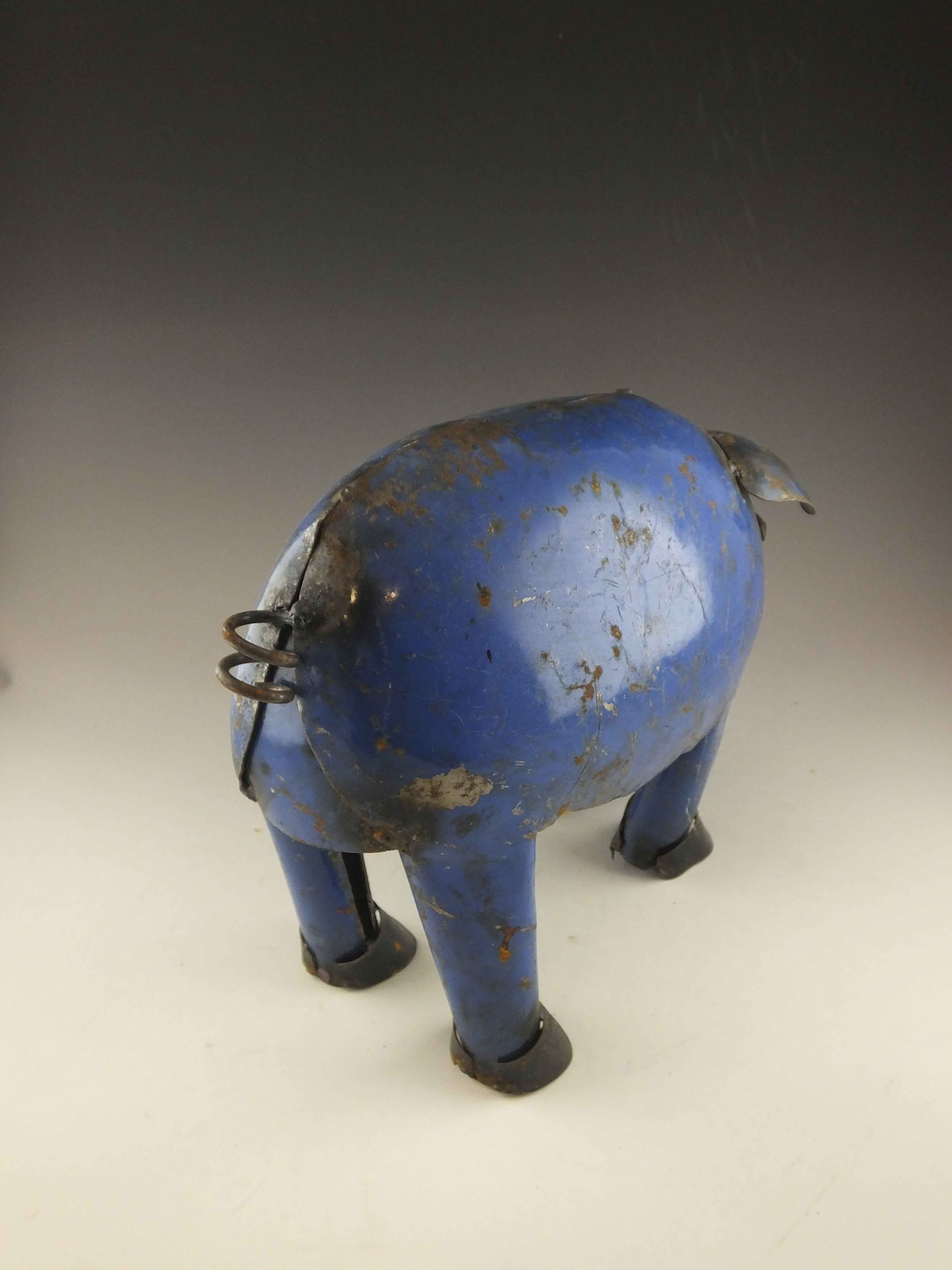 Metal Folk Art Pig Sculpture