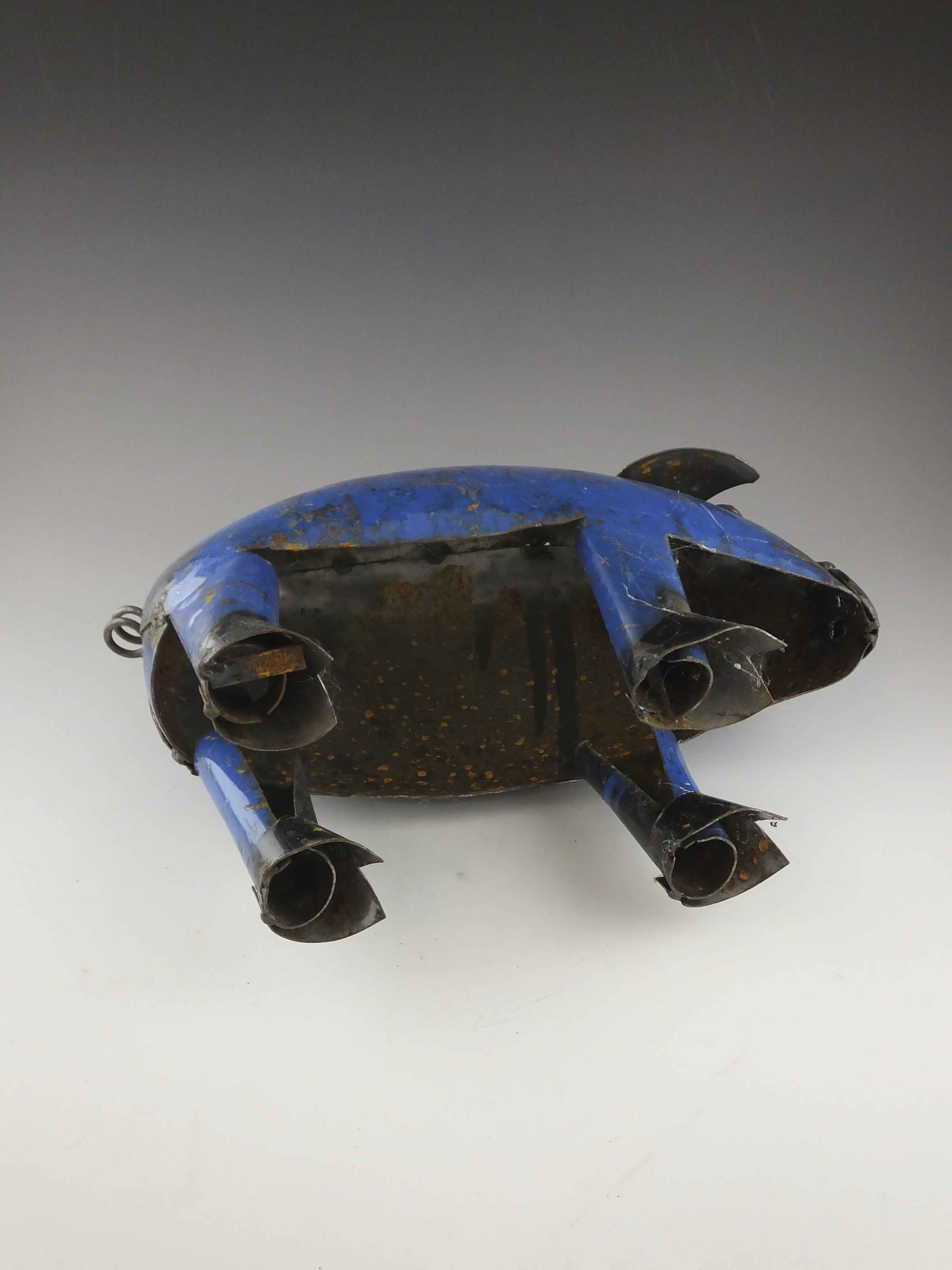 Metal Folk Art Pig Sculpture