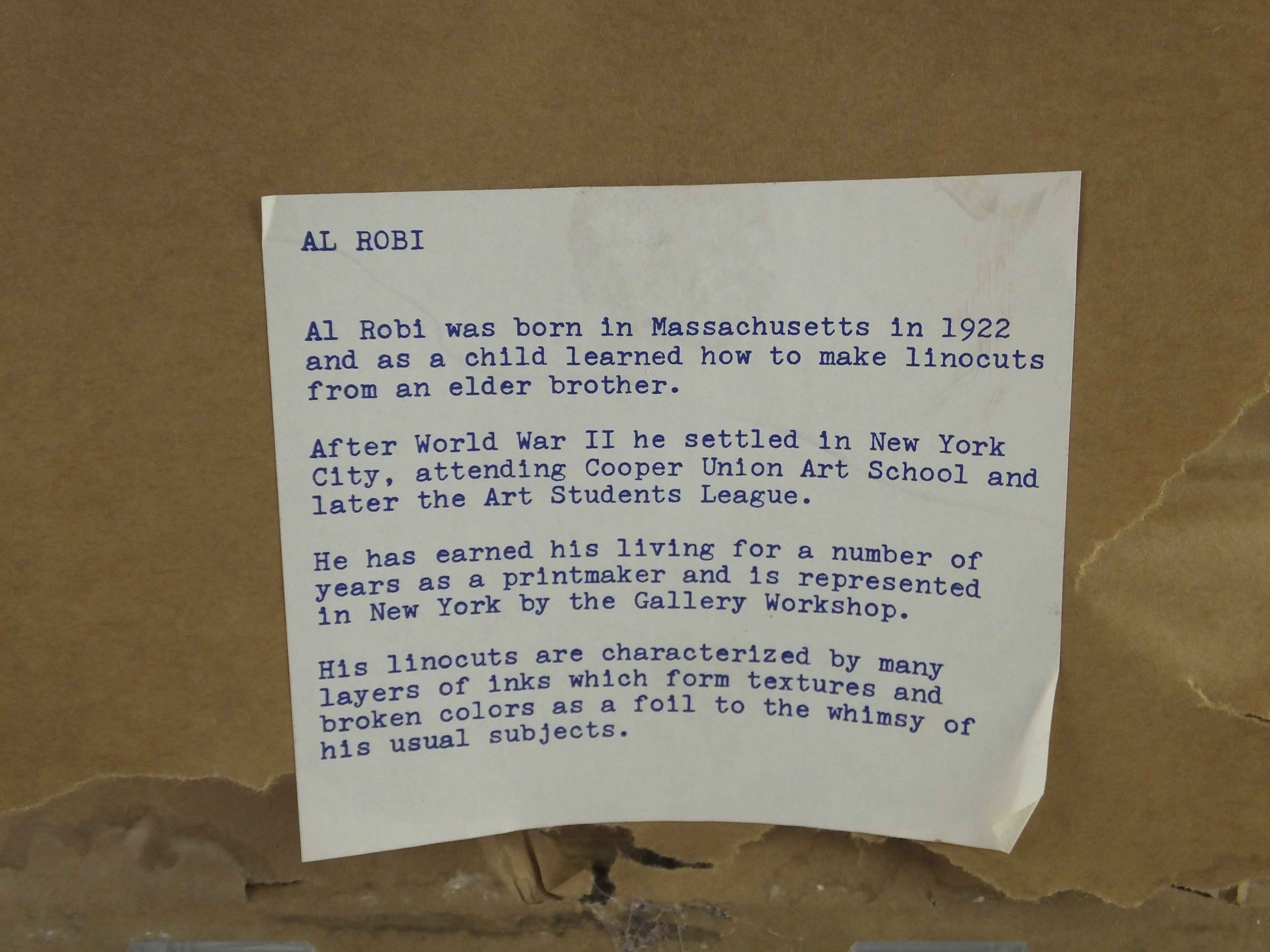 Vintage Al Robi Linocut of an Owl