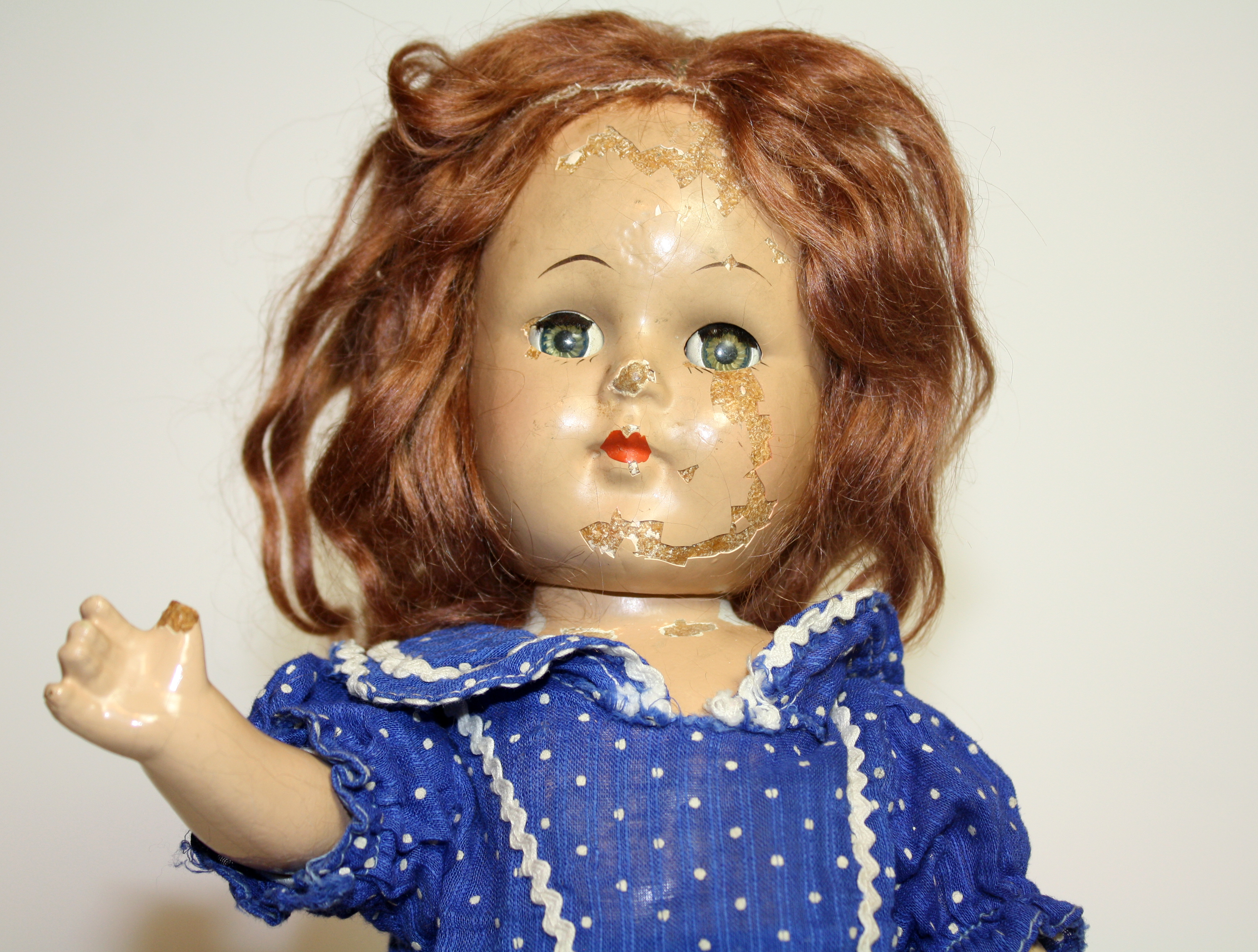 Vintage Composition Doll with Jointed Arms, Legs and Mohair