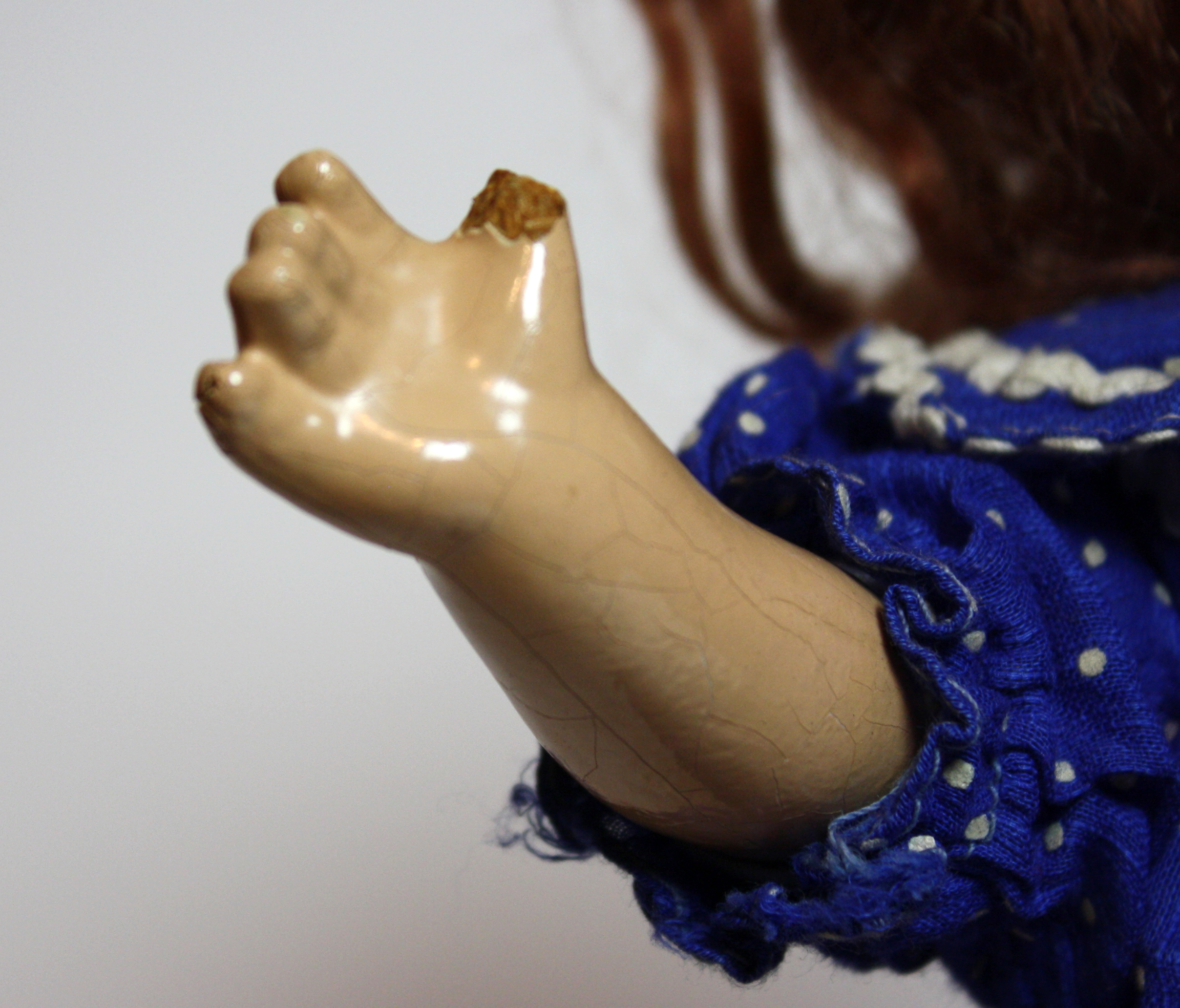 Vintage Composition Doll with Jointed Arms, Legs and Mohair