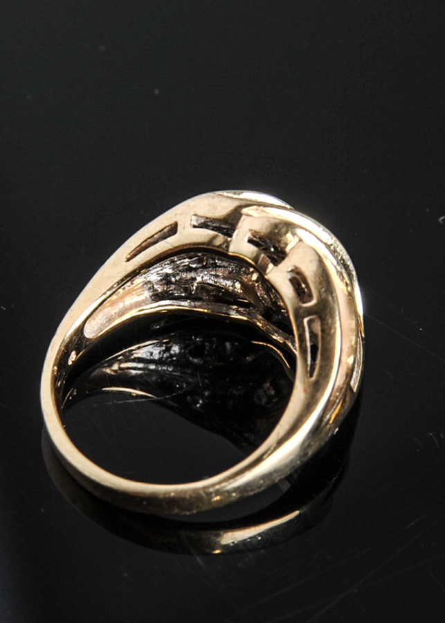 Women's Diamond Baguette Ribbon Cluster and 14K Gold Fashion Ring