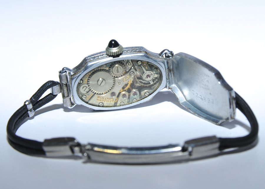 Circa 1924 Art Deco Bulova "Miss Liberty" Watch with Sapphires