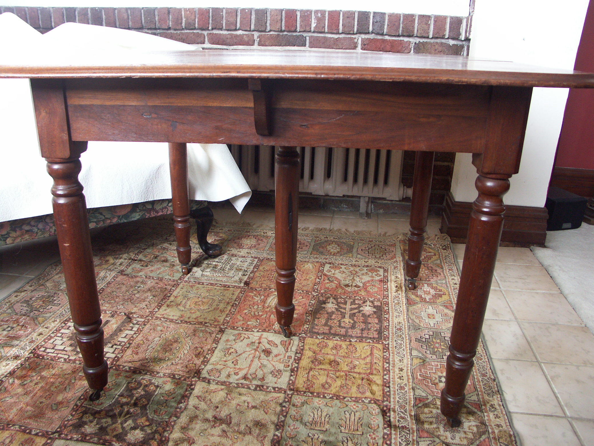 Antique Five Leg Mahogany Wood Table