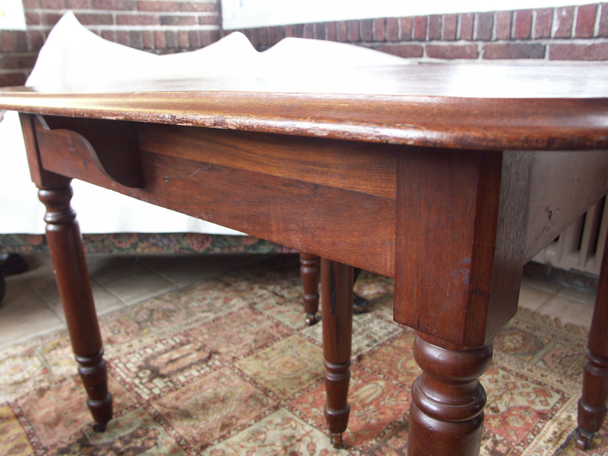 Antique Five Leg Mahogany Wood Table