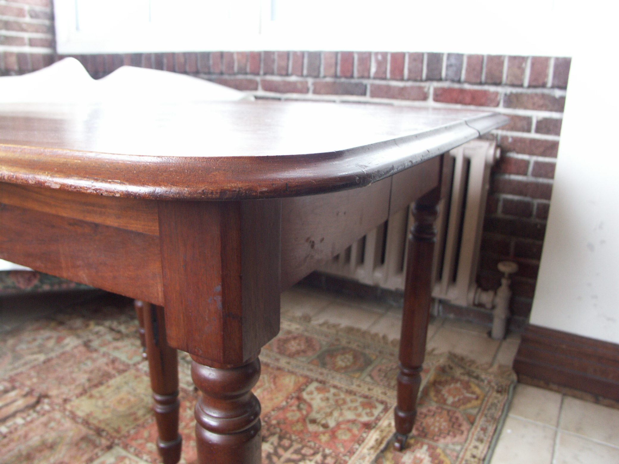 Antique Five Leg Mahogany Wood Table
