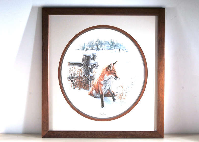 Eileen Hayes Signed and Framed Fox Lithograph