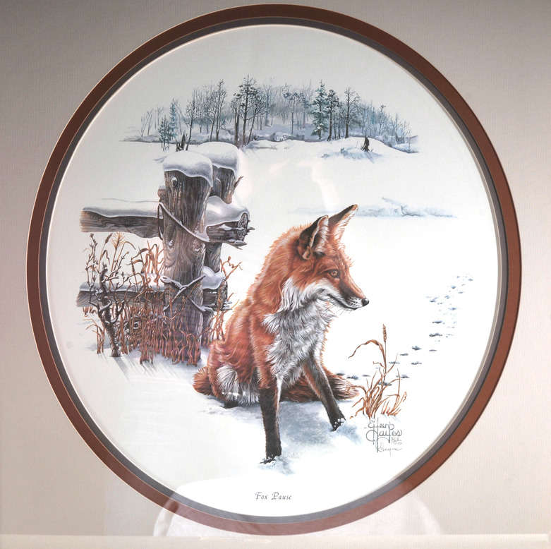 Eileen Hayes Signed and Framed Fox Lithograph