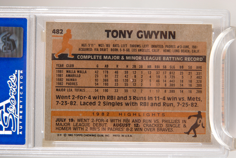 Tony Gwynn Signed Card Plus a Graded Rookie Card